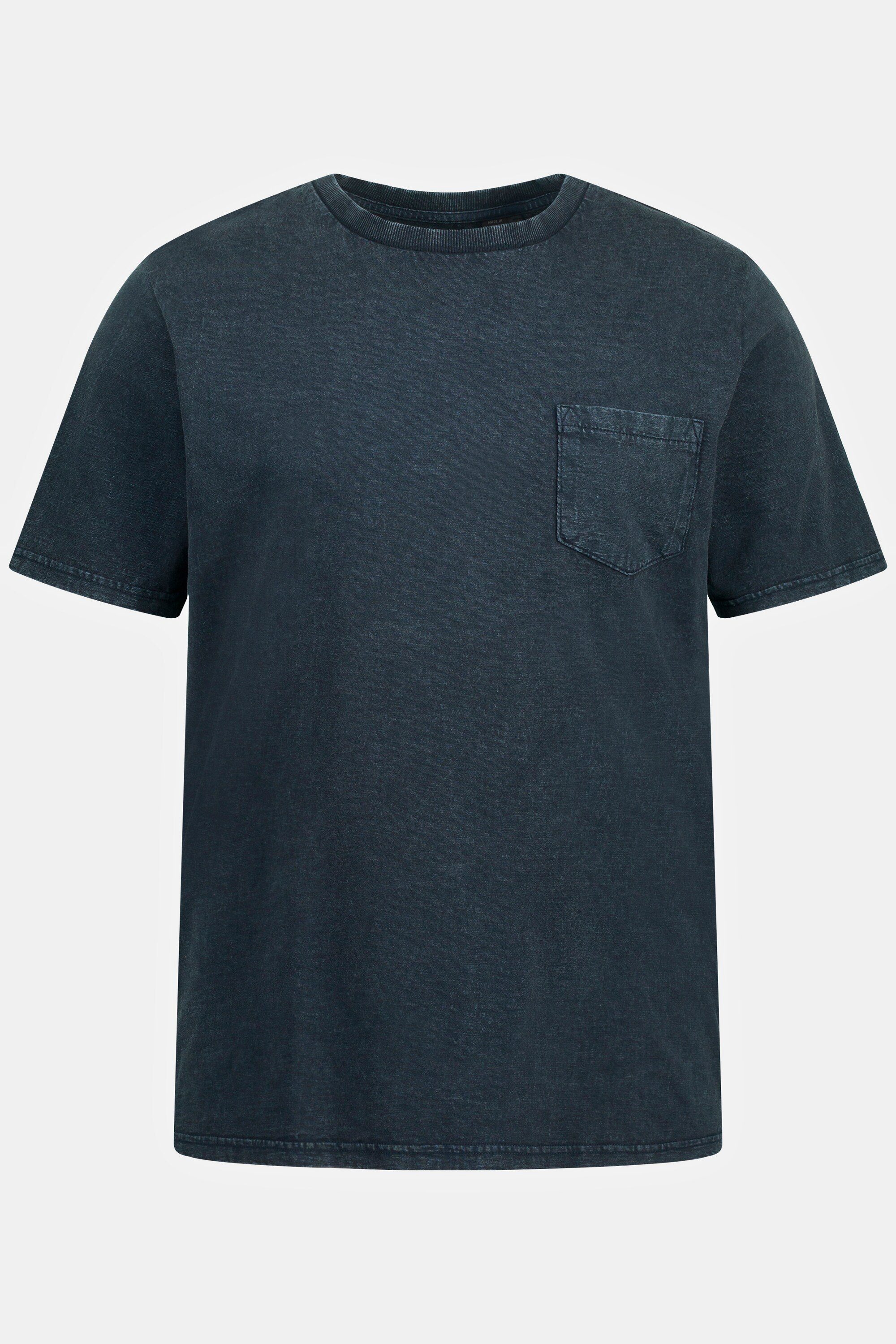 T-Shirt Brusttasche Halbarm JP1880 nachtblau Rundhals T-Shirt mattes