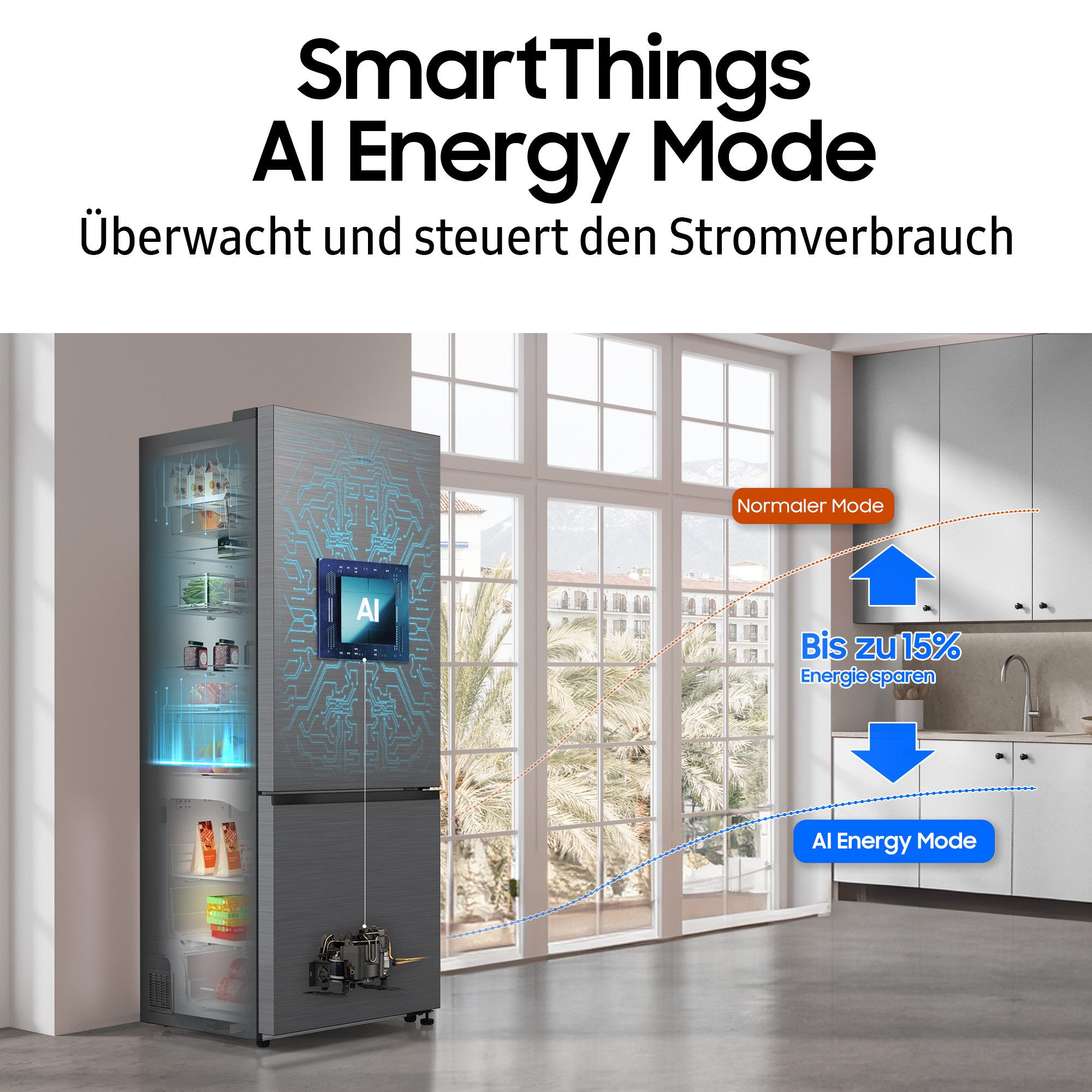 Samsung Kühl-/Gefrierkombination RB6000 RB53DG703CS9, 203 cm hoch, 75,9 cm breit, extra weit 75cm, NoFrost – Bild 4 von 5