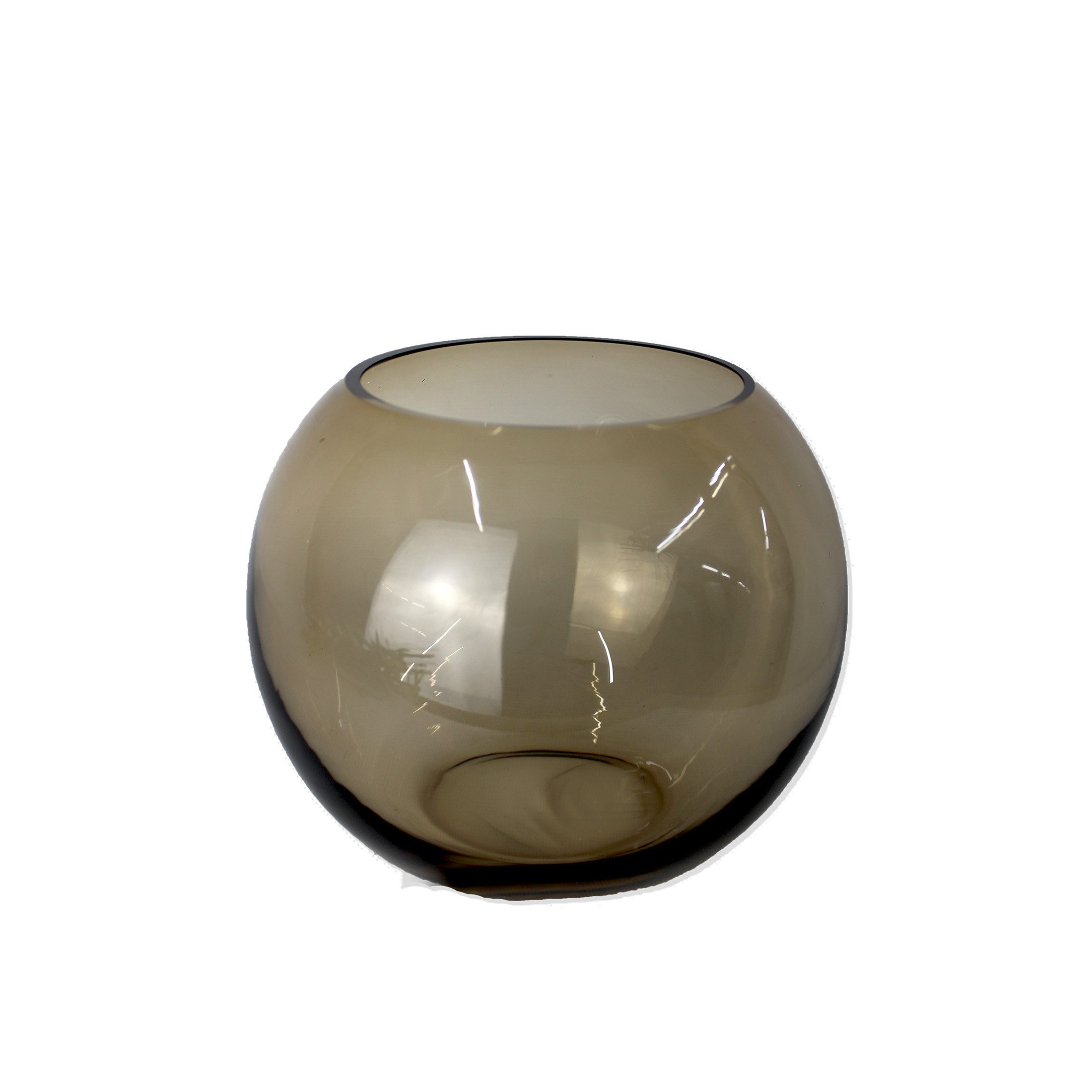 Signature Home Collection Kugelvase Vase Glas rund bernstein grau Glasvase handgemacht Tischvase (1 St., 1 Vase), breiter Rand, dekorative Vase aus braunem Glas – Bild 3 von 5