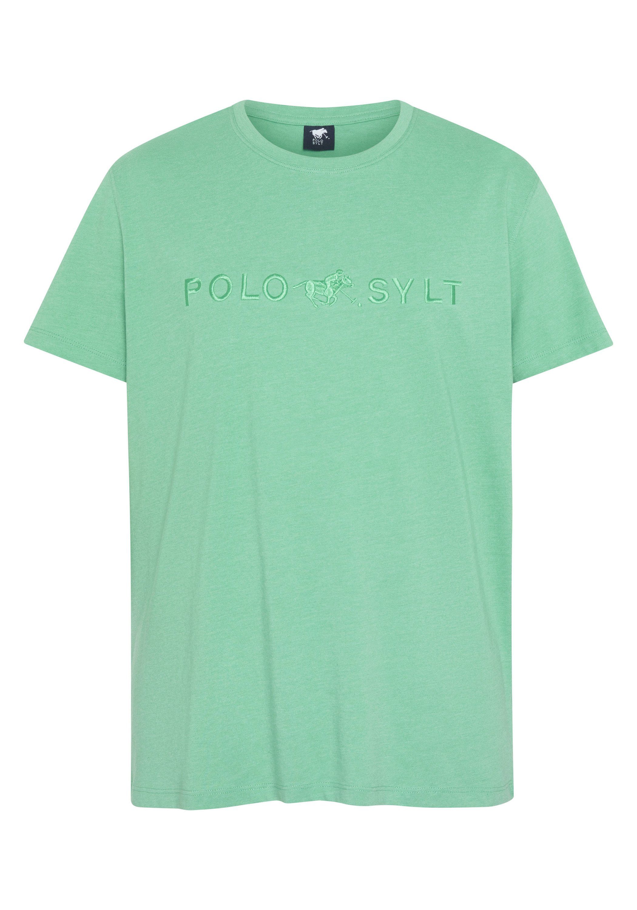 Polo Sylt Print-Shirt mit Logo-Schriftzug 16-5721 Marine Green