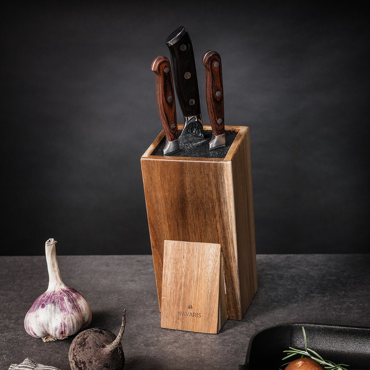 Navaris Block - unbestückt aus Messerblock Messer universal Holz Braun
