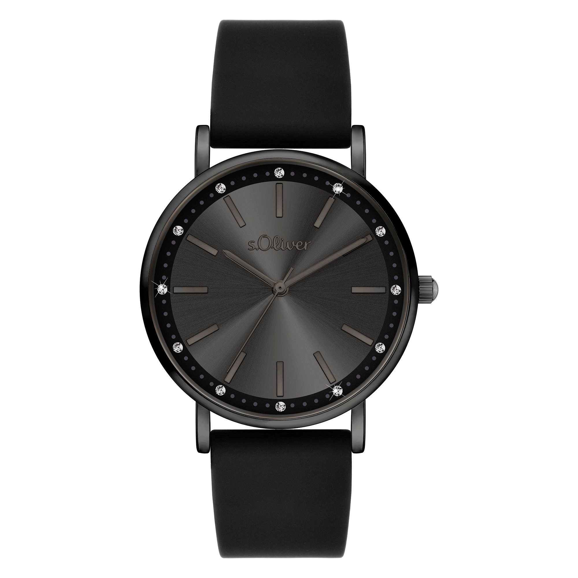 s.Oliver Quarzuhr Modern Statement SO-4484-PQ, Armbanduhr, Damenuhr, Silikonarmband, analog