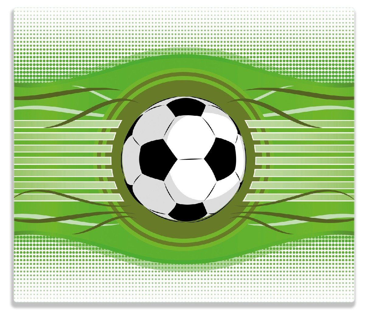Wallario Herd-Abdeckplatte Fußball - Grüne Wellen Muster Linien Punkte, ESG-Sicherheitsglas, (Glasplatte, 1 tlg., inkl. 5mm Noppen), verschiedene Größen