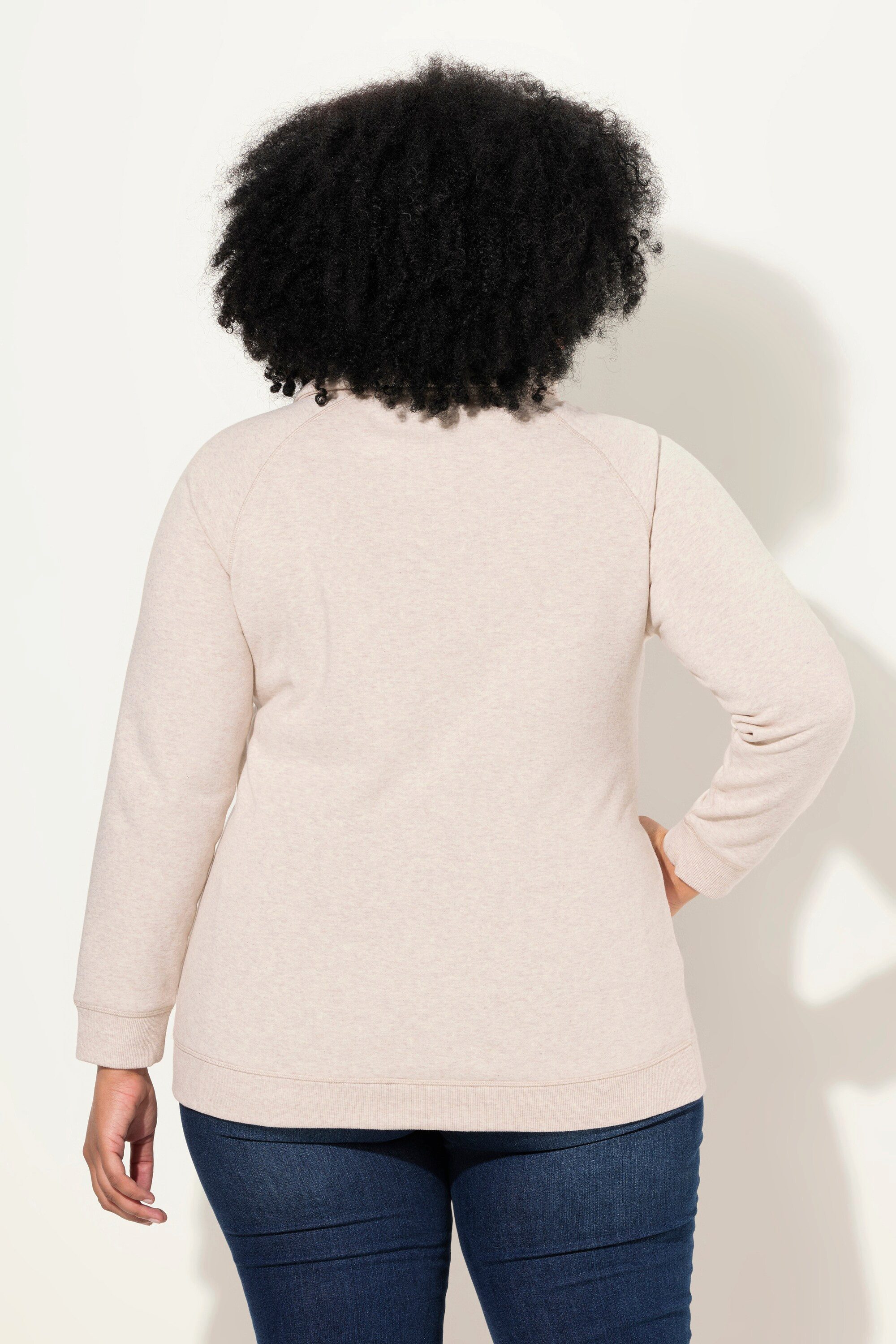 Ulla Popken Sweatshirt Sweatshirt weiter Stehkragen Taschen