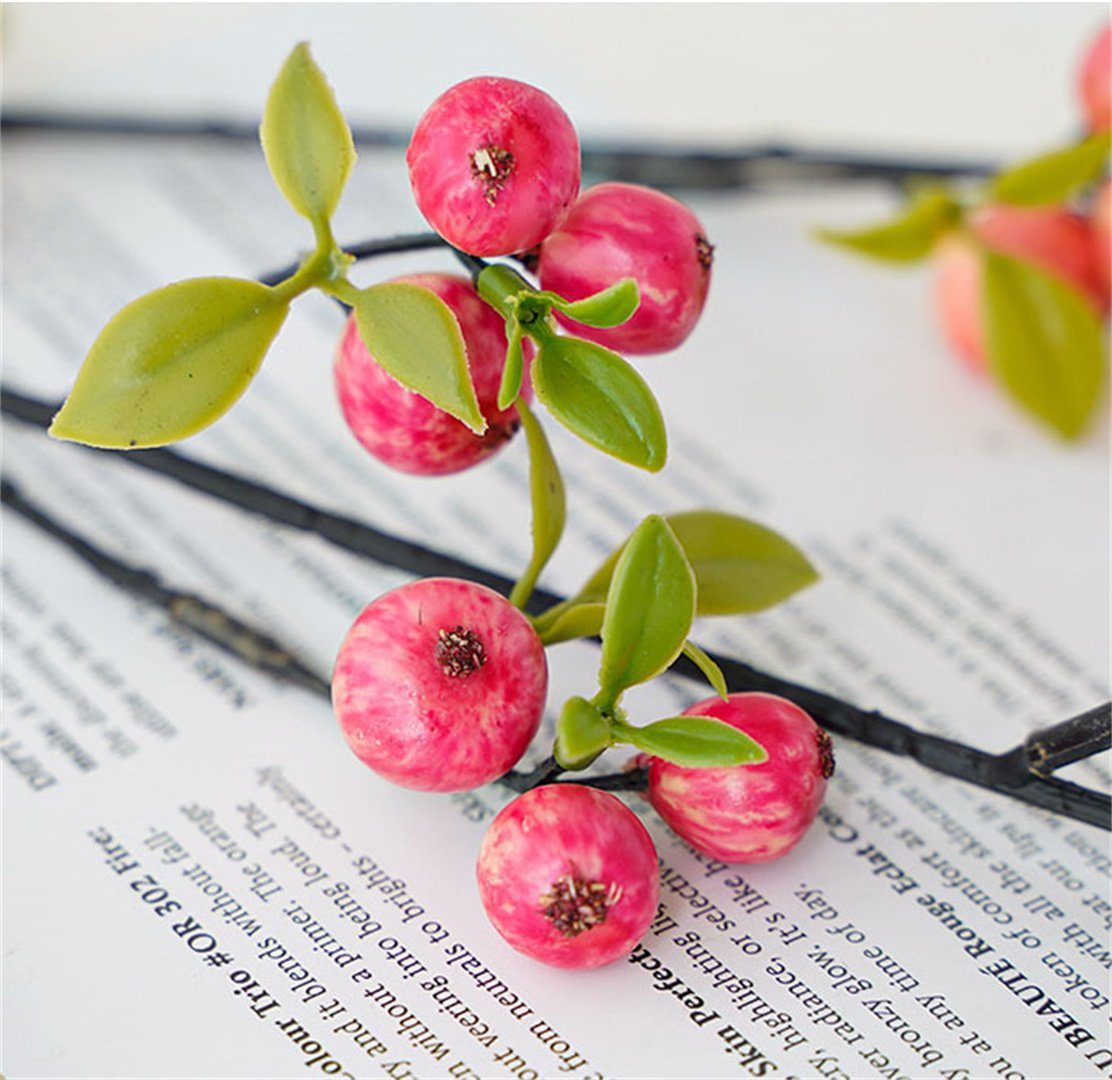 L.Ru Kunstblumenstrauß Leichte UG, Bodenornamente Hochwertige, Blumenarrangement, einzelne Luxus-Heimdekoration, Mini-Apfelzweig-Kunstblume,