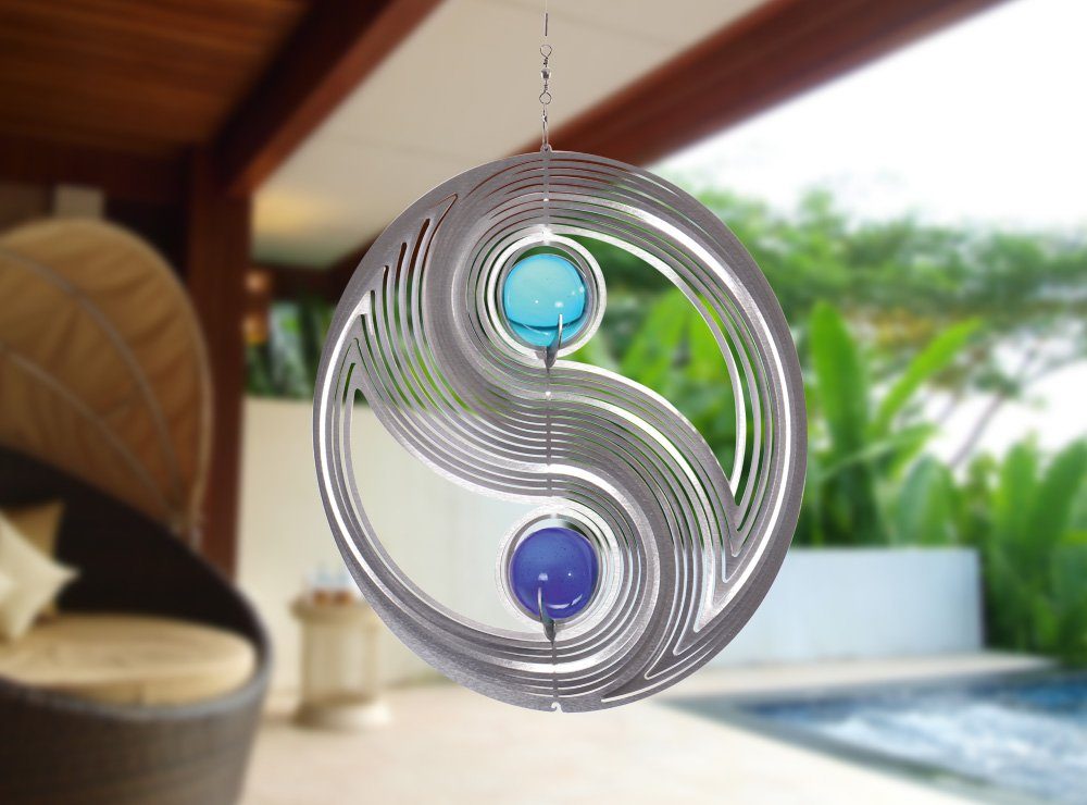 ILLUMINO Deko-Windrad Edelstahl Windspiel Yin Yang günstig online kaufen