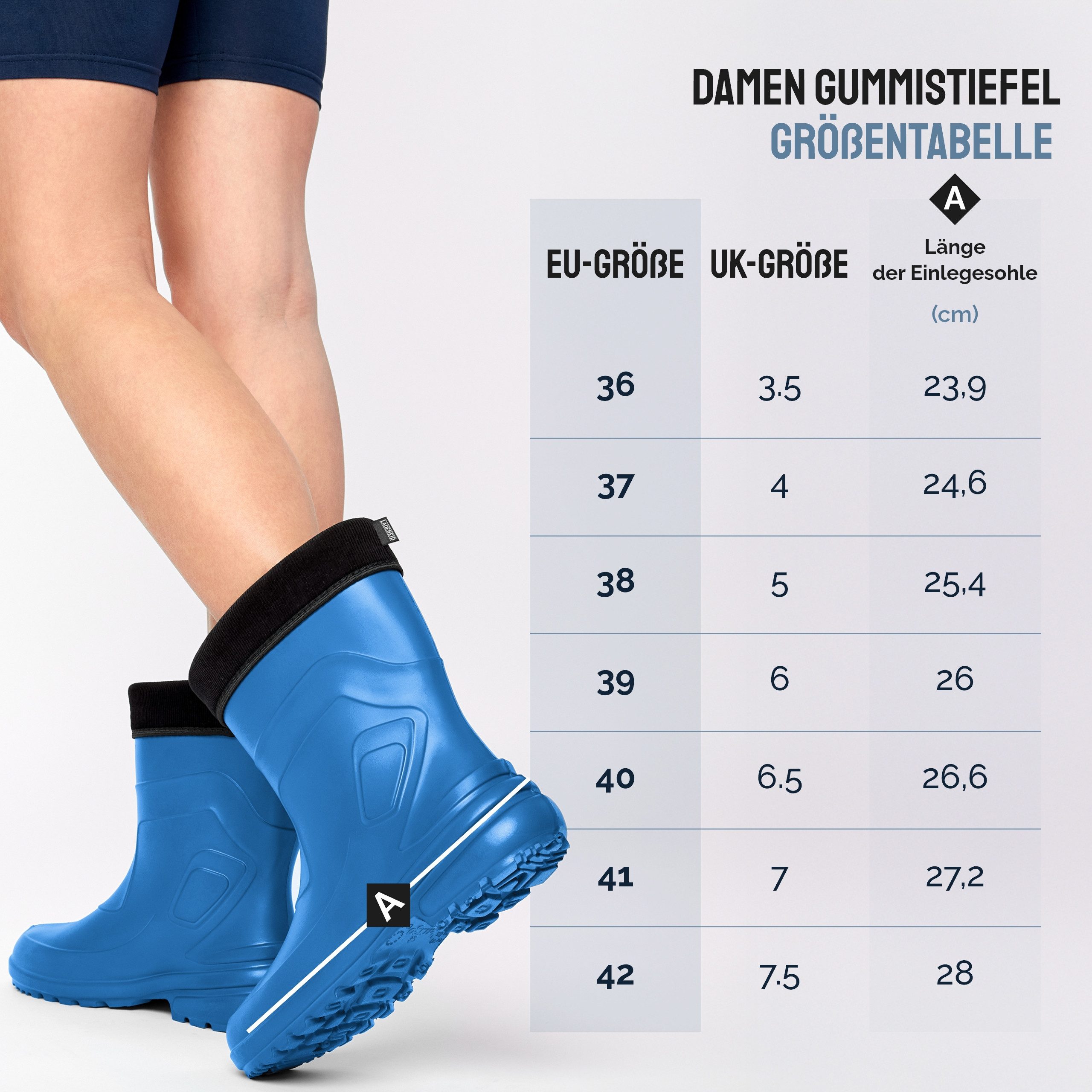 Ladeheid EVA Thermo Regenstiefel Damen LA-800-2017 Gummistiefel mit herausnehmbares Innenfutter – Bild 5 von 5