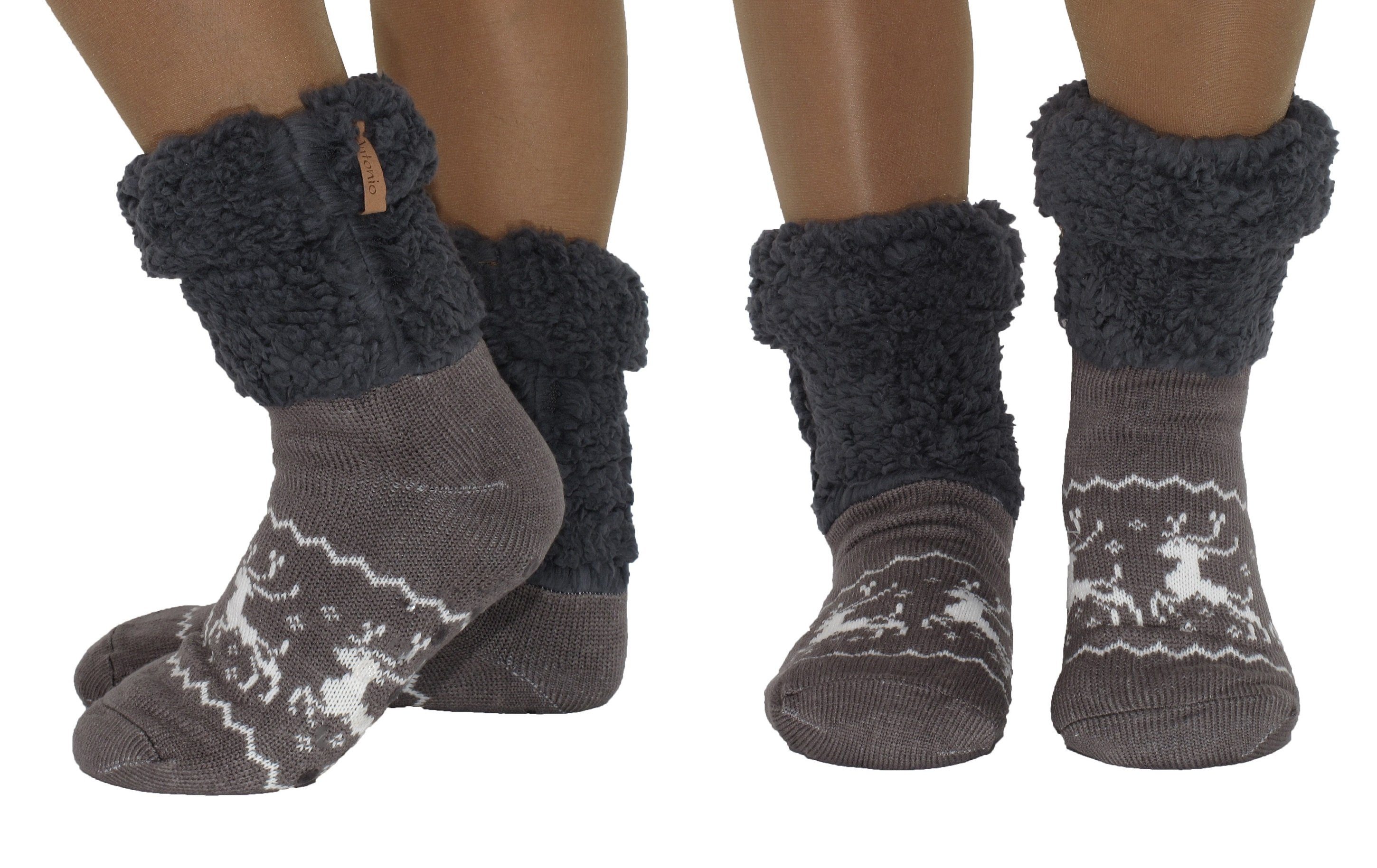 Kuschelsocken Damen Hüttensocken Hüttenschuhe Hausschuhe ABS Teddy Gr.35-42 Farbe: