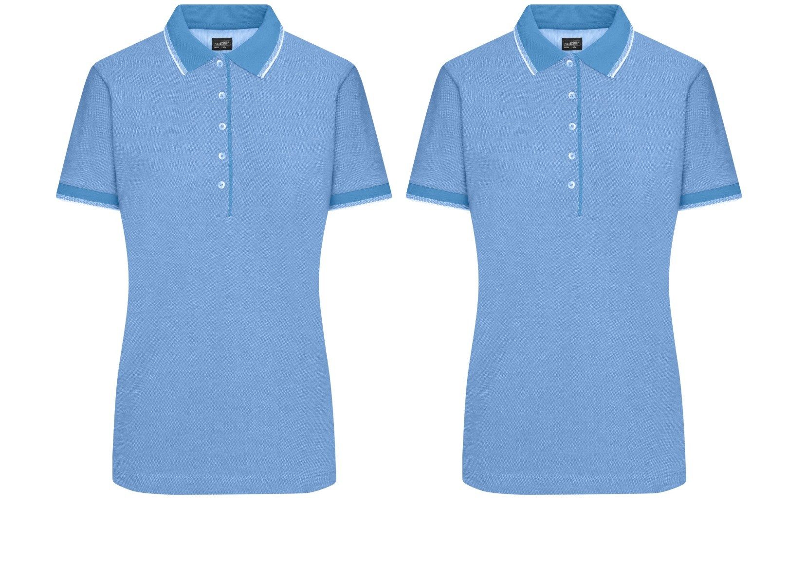 James & Nicholson Poloshirt Doppelpack Damen Polo in trendiger bicolor-Optik Ladies' Polo JN703 (Spar-Set, 2er-Pack) Hochwertiger, fein strukturierter Piqué