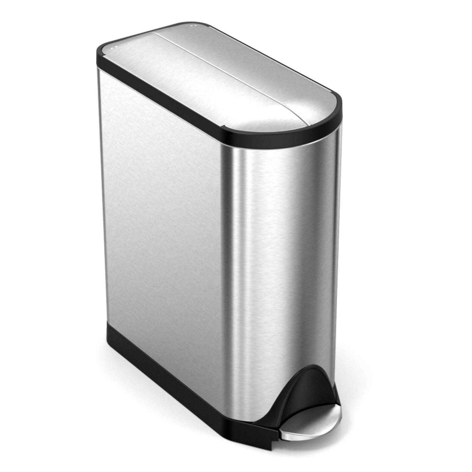 simplehuman Mülleimer Schmetterling-Treteimer Doppelfach 40 Liter, Mülltonne