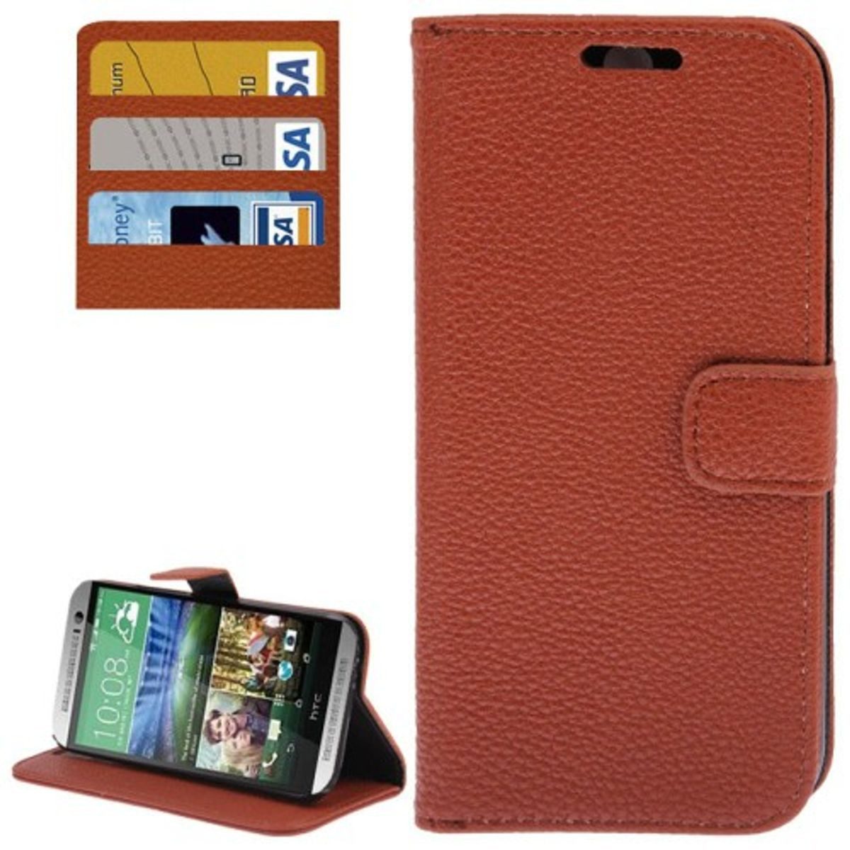 König Design Handyhülle HTC One M8, HTC One M8 Handyhülle Backcover Braun