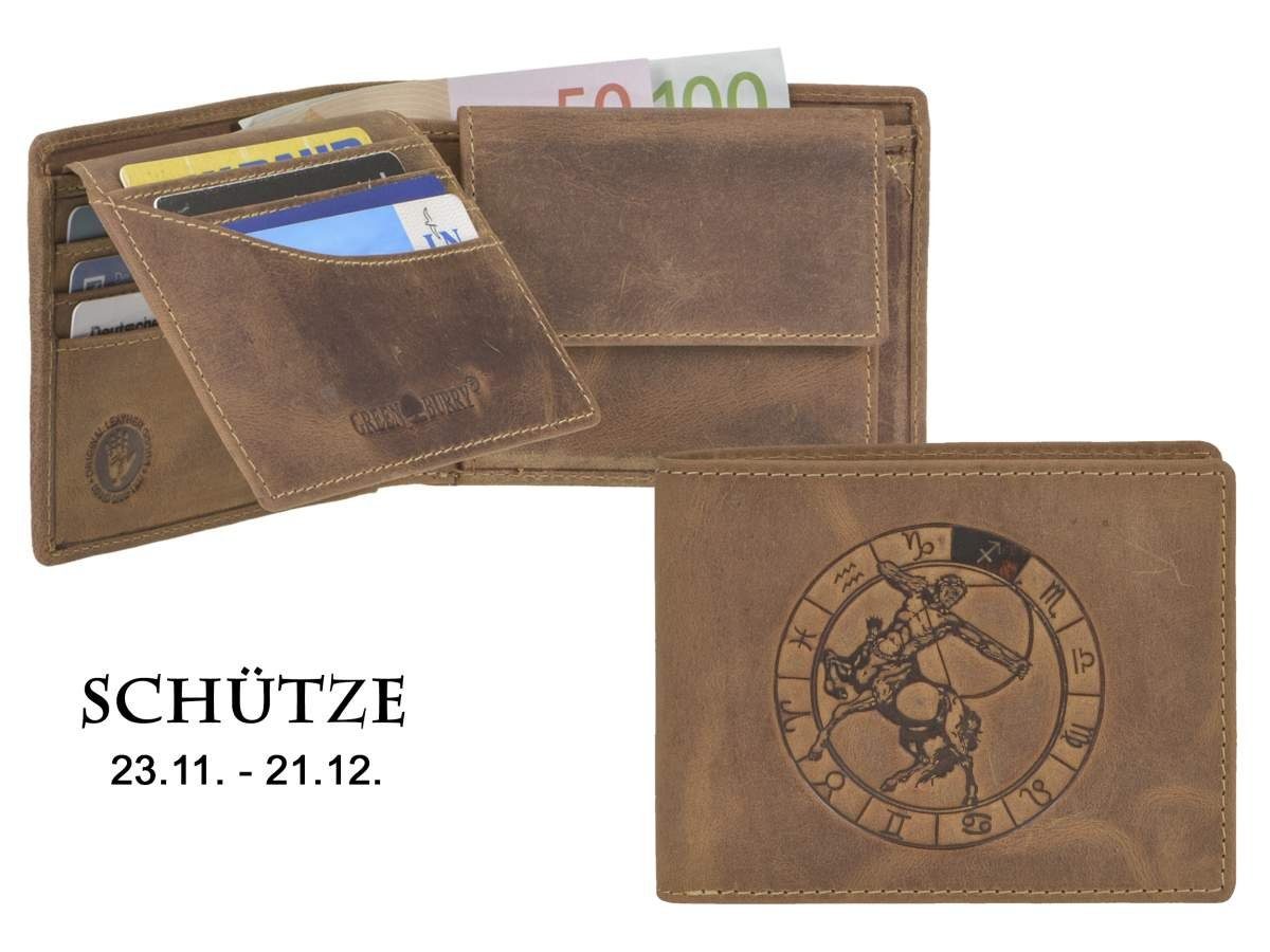 Portemonnaie, Greenburry Schütze Sternzeichen-Prägung Geldbörse Lederbörse, Vintage,