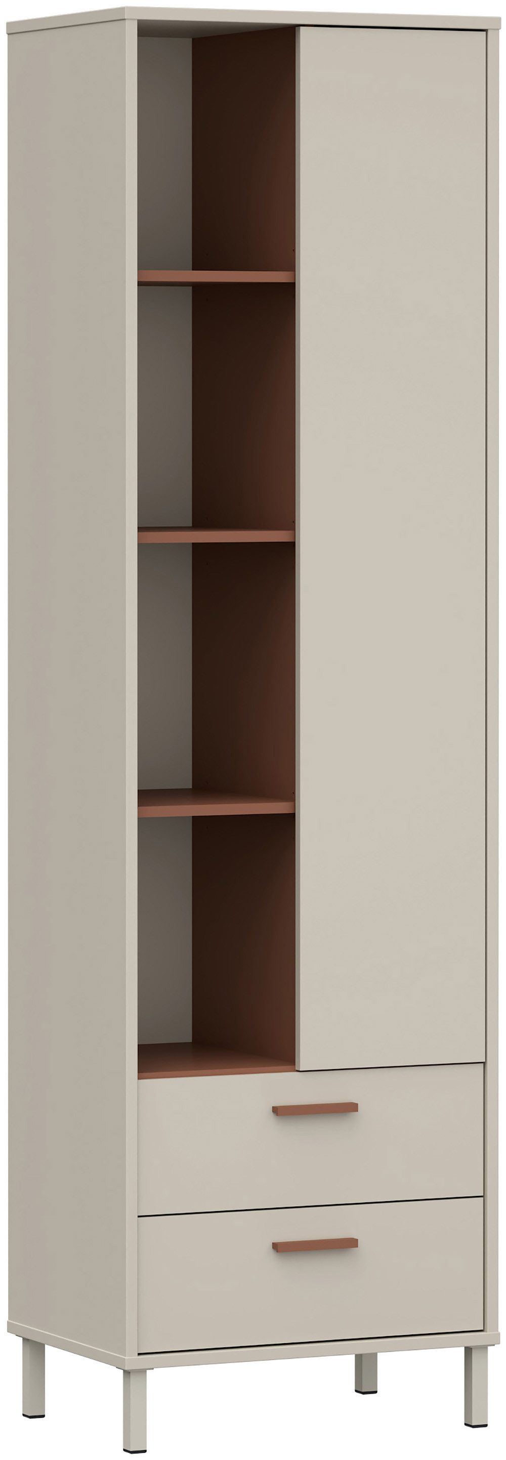 FORTE Mehrzweckregal Milles, Metallbeine, trendiges Dekor, Vollauszug B/H/T 58,9/201,6/41,5