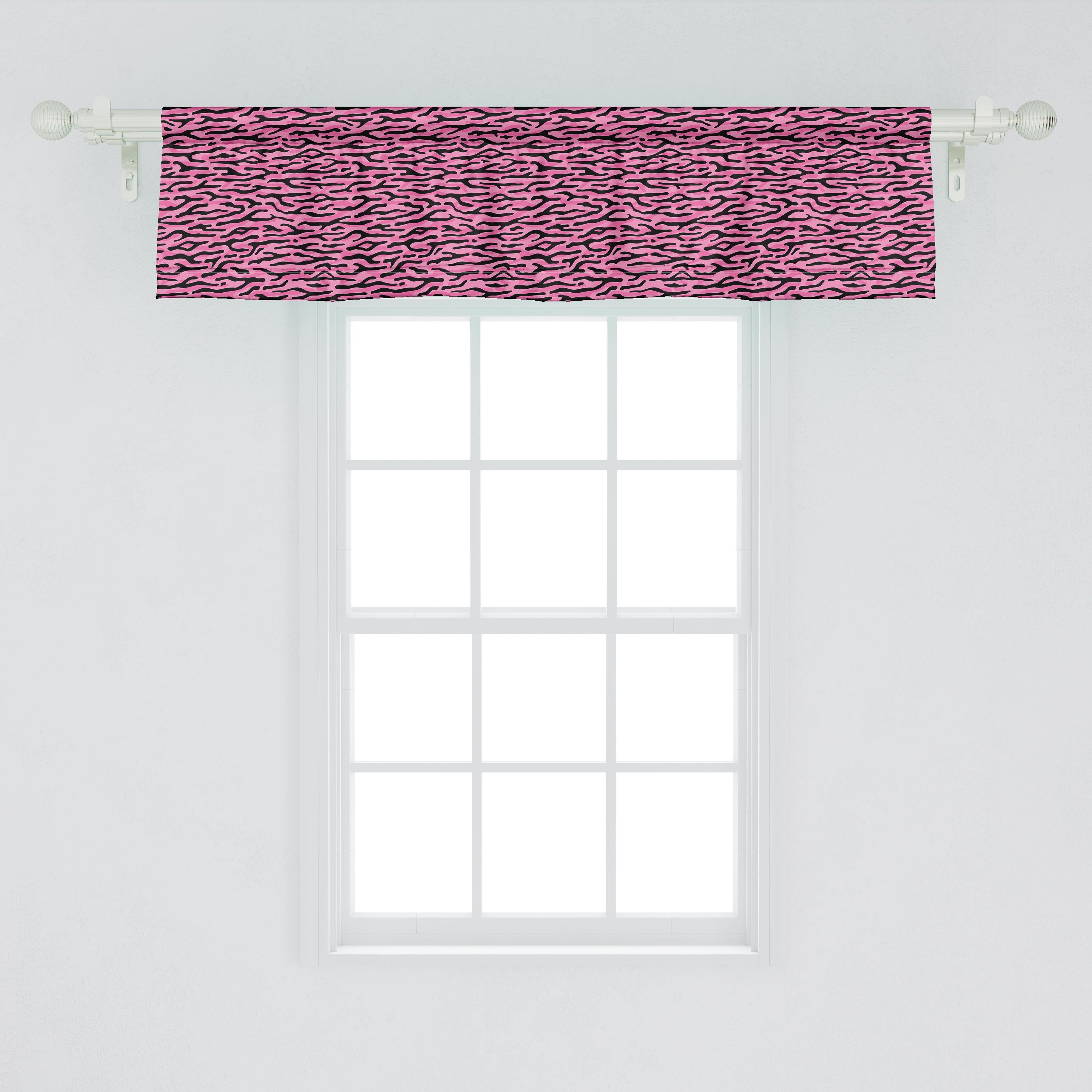Scheibengardine Vorhang Microfaser, mit Abakuhaus, für Volant Küche Schlafzimmer Safari Stangentasche, Streifen-Muster Dekor Tierhaut