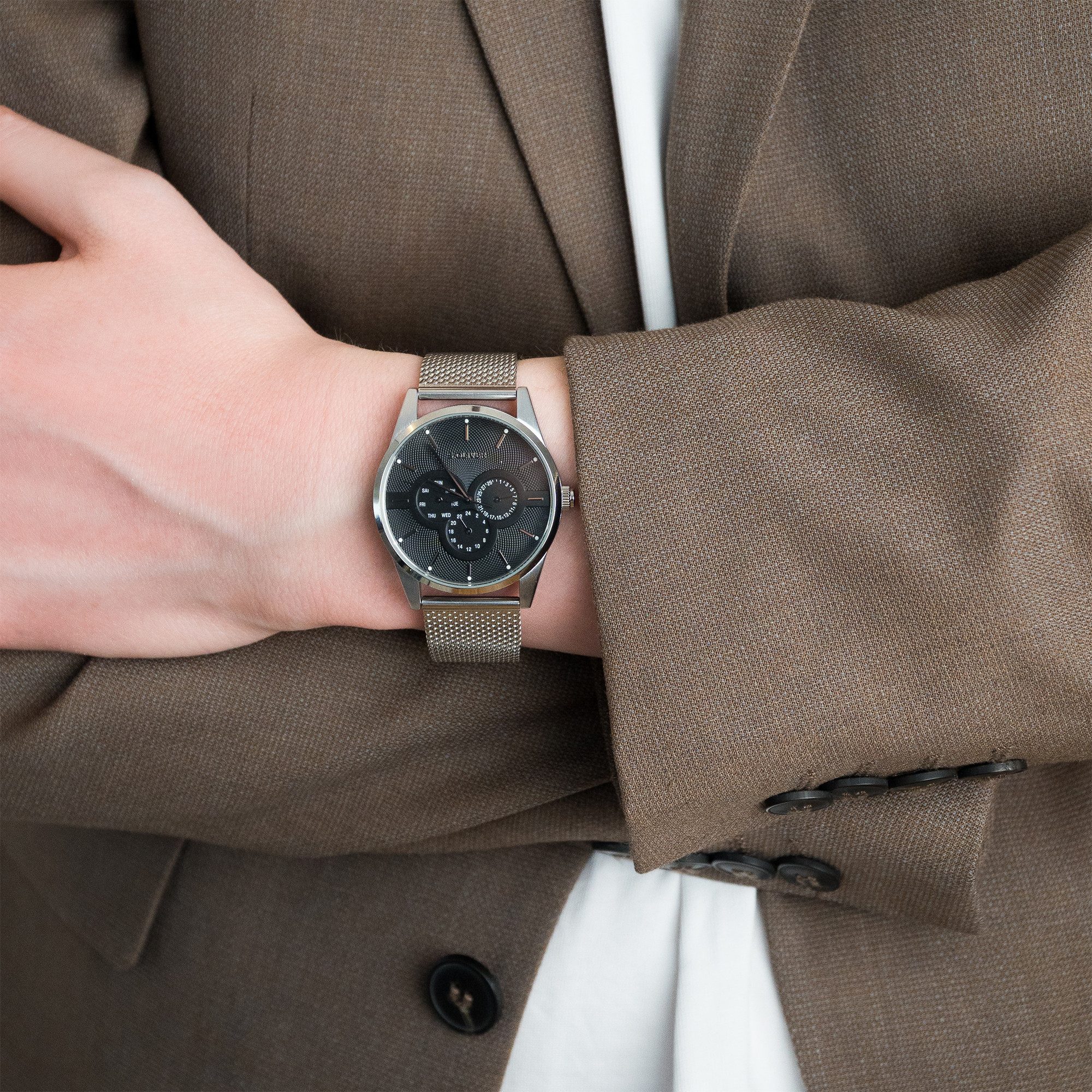 s.Oliver Quarzuhr Round Basic Edelstahl