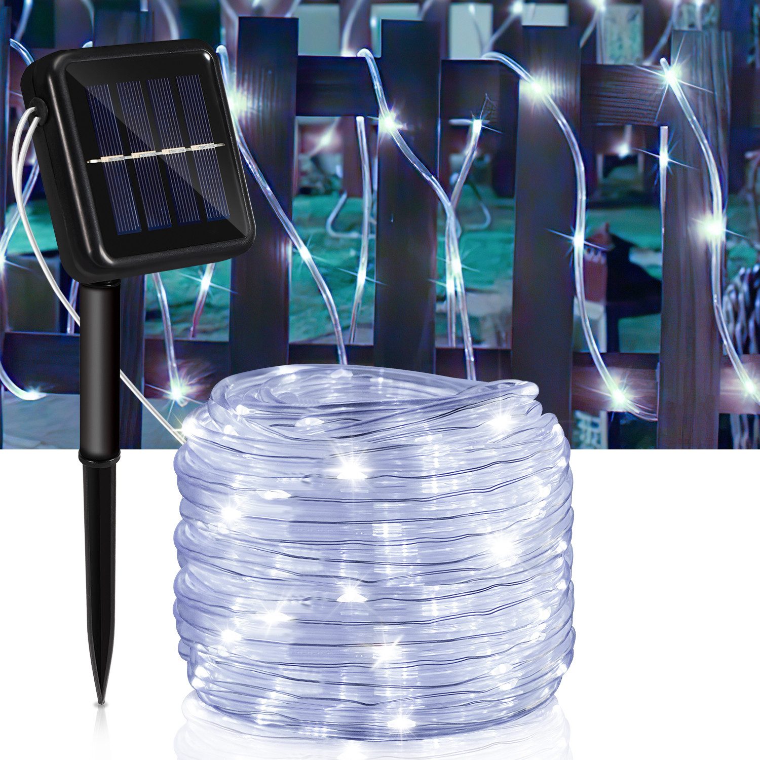 Clanmacy LED-Lichterschlauch Solar Lichterkette Lichtschlauch Beleuchtung günstig online kaufen