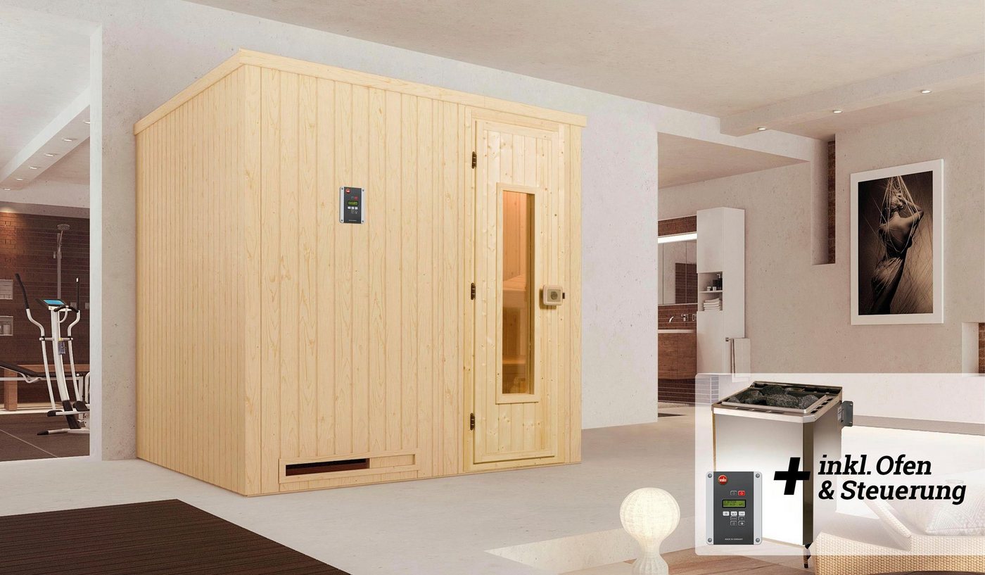 Thumbnail - weka Sauna Halmstad, BxTxH: 194 x 177 x 199 cm, 68 mm, (Set) 7,5 kW Bio-Ofen mit digitaler Steuerung