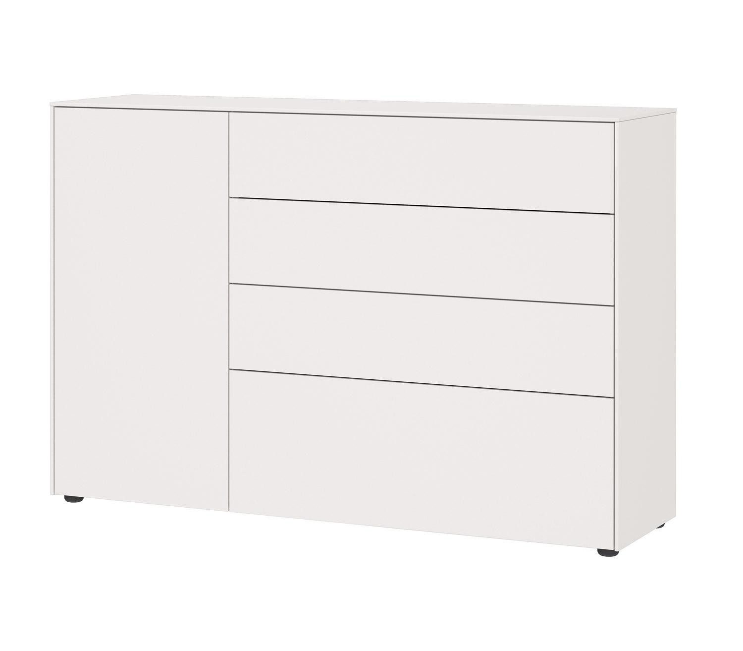 Vito Kommode LOMENA, Cashmeregrau, 1 Tür, 4 Schubladen, Push-to-Open-Funktion, B 137 x H 93 x T 41 cm