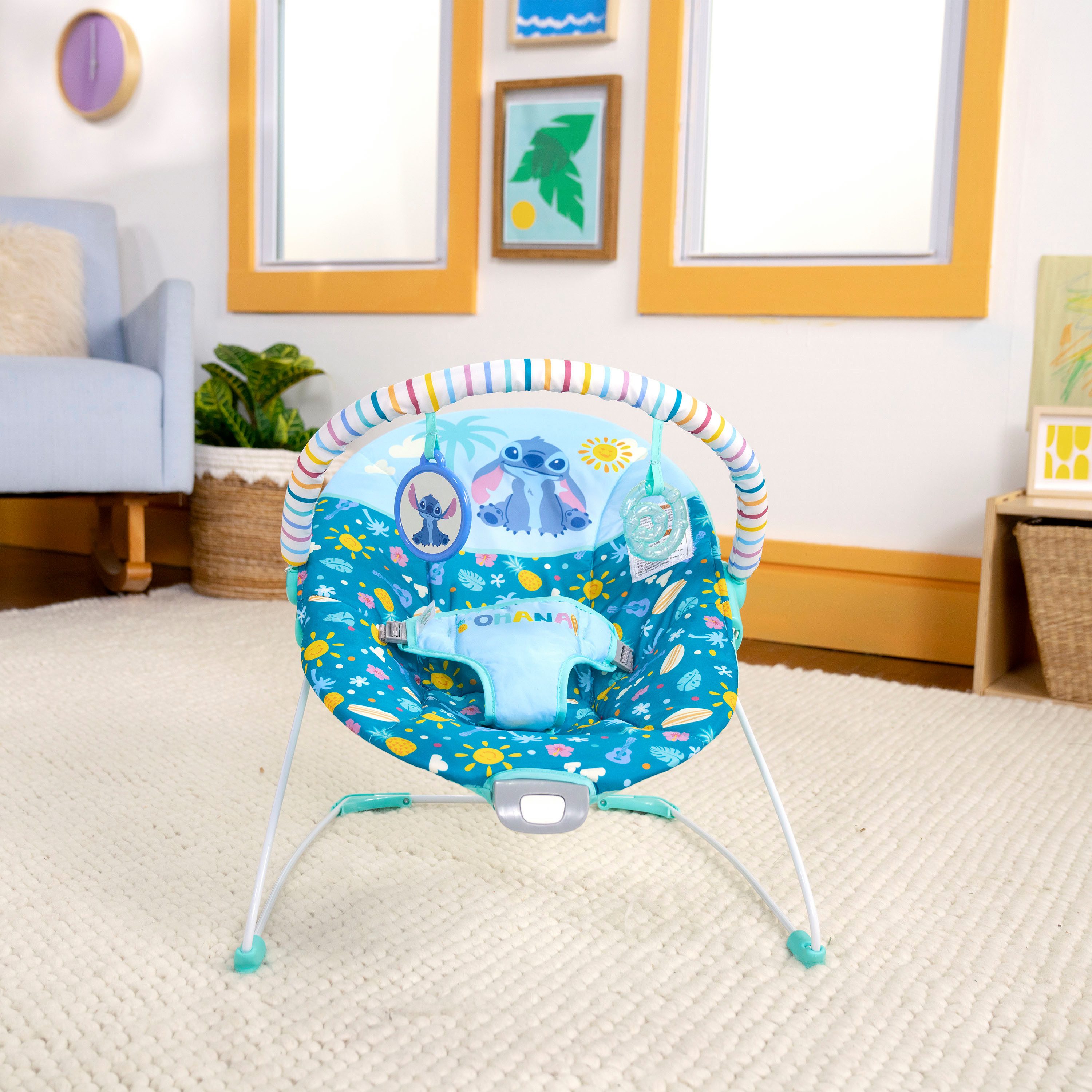 Bright Starts Baby Bouncer Stitch Ohana Paradise Vibrating Bouncer