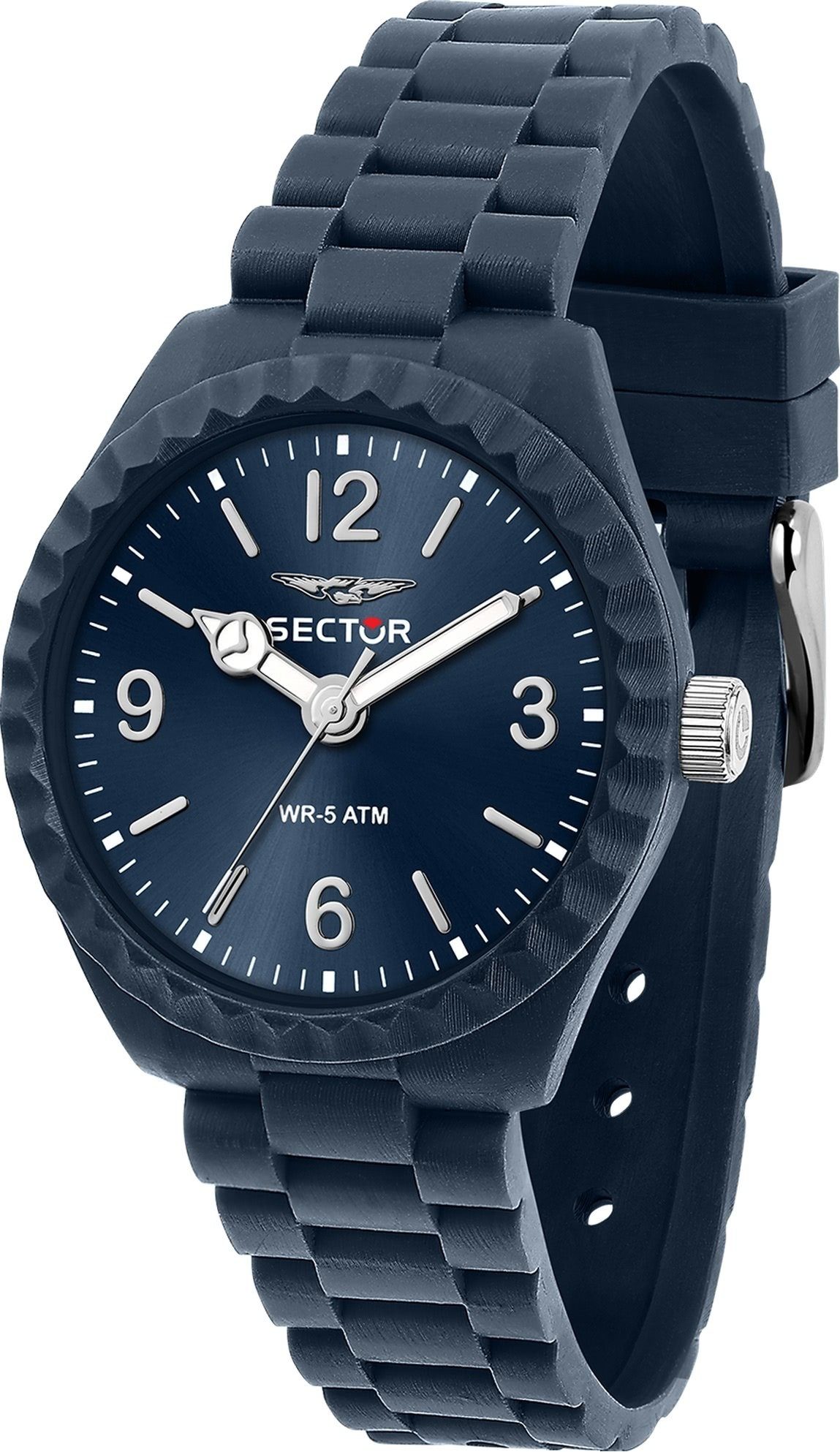 Sector Quarzuhr Sector Herren Armbanduhr Analog, Herren Armbanduhr rund, groß (ca. 44mm), Silikonarmband blau, Fashion
