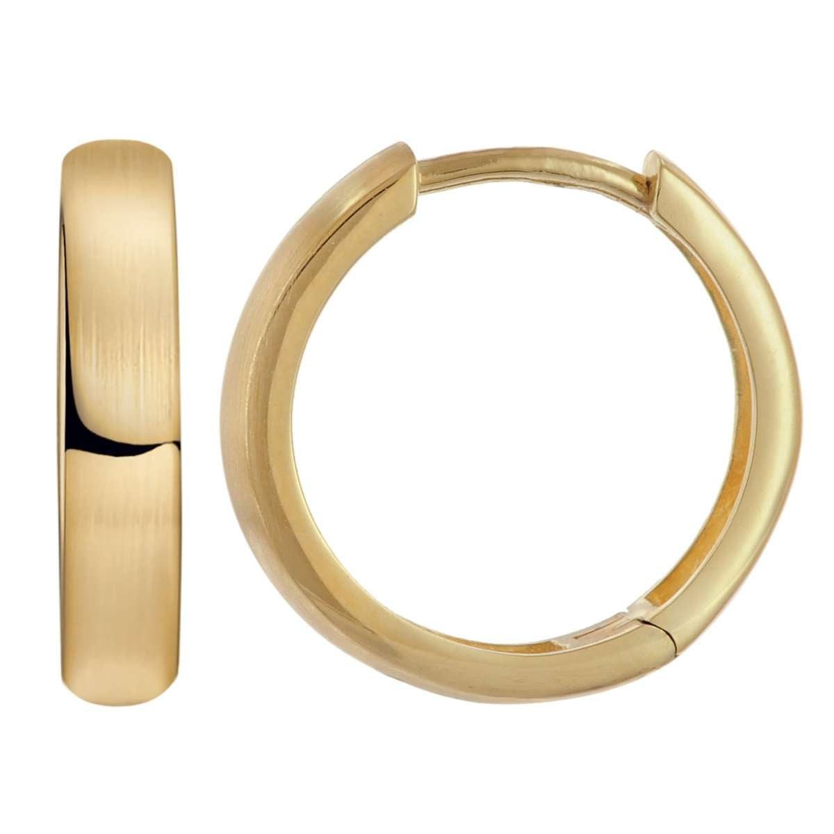 trendor Paar Creolen 21696, für Damen Gold 333/8K Mattiert Klapp 15x3 mm