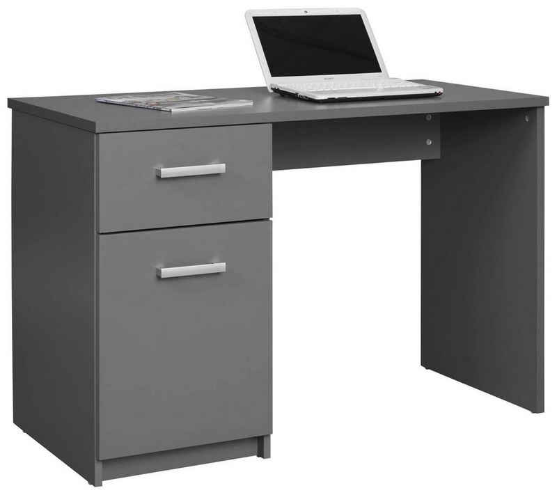 Inter Link Schreibtisch Schreibtisch Arbeitstisch ELENZIO Graphit Grau mit 1 Tür 1 Schublade