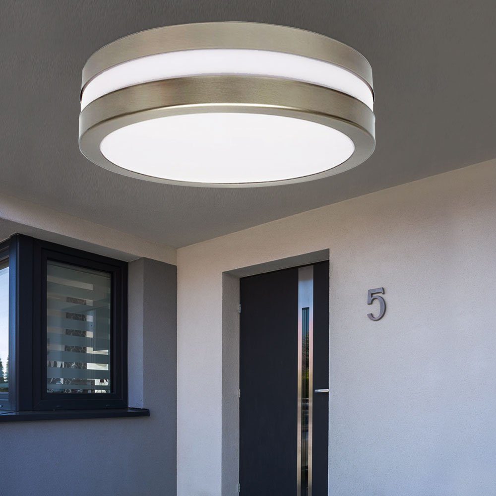 13 Lampe LED Chrom 2-flg Außen-Deckenleuchte, Fassaden Terrassen Decken Watt Außen Kanlux Leuchtmittel Warmweiß, inklusive,