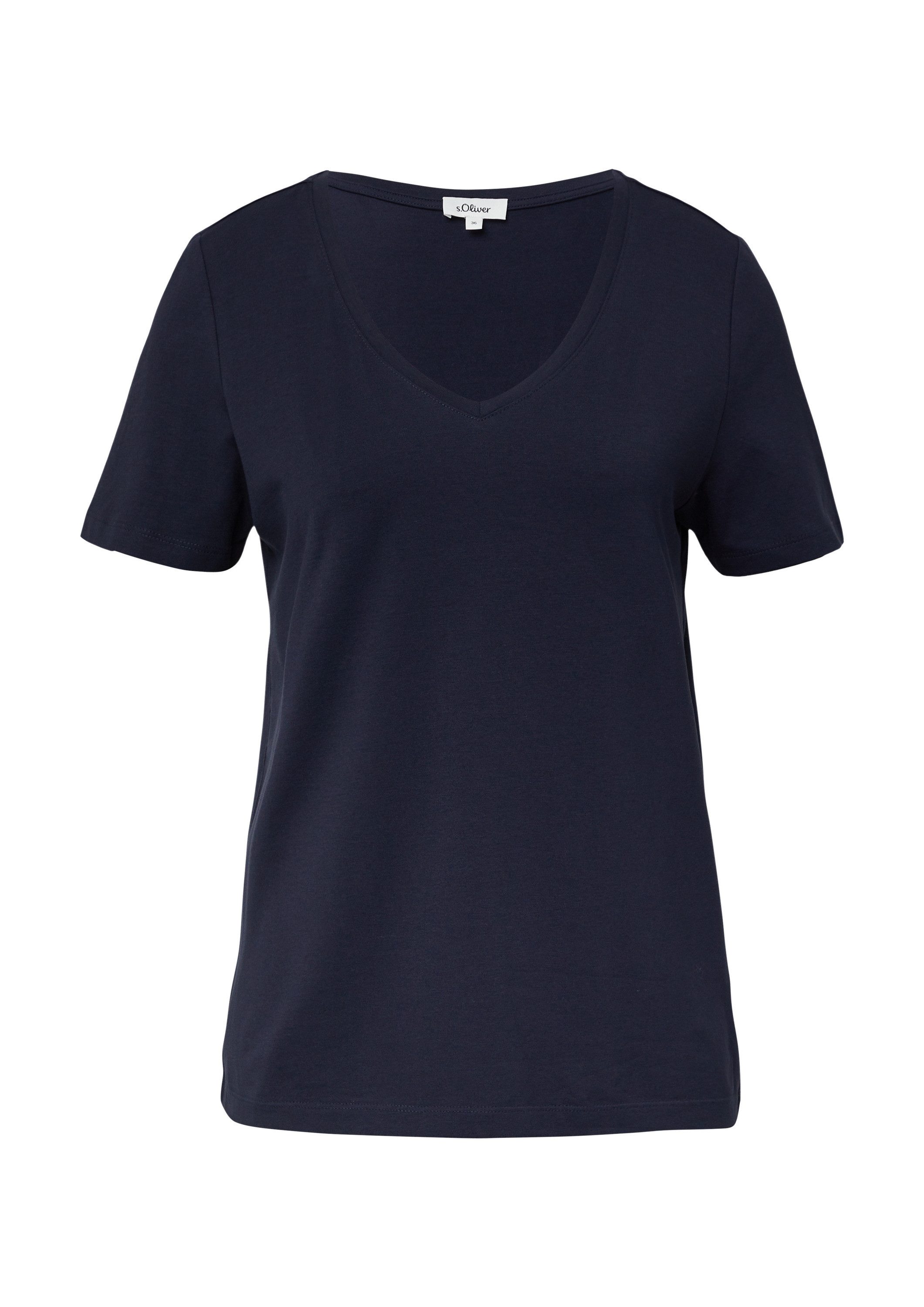 s.Oliver Kurzarmshirt T-Shirt T-Shirt mit V-Ausschnitt