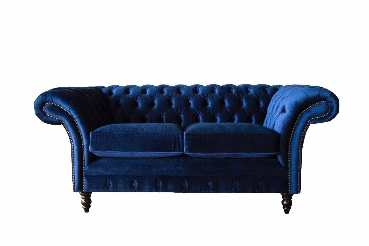 JVmoebel Sofa Chesterfield Büro Sitzmöbel Einrichtung Sofa Couch 2 Sitz Textil Blaue, Made In Europe