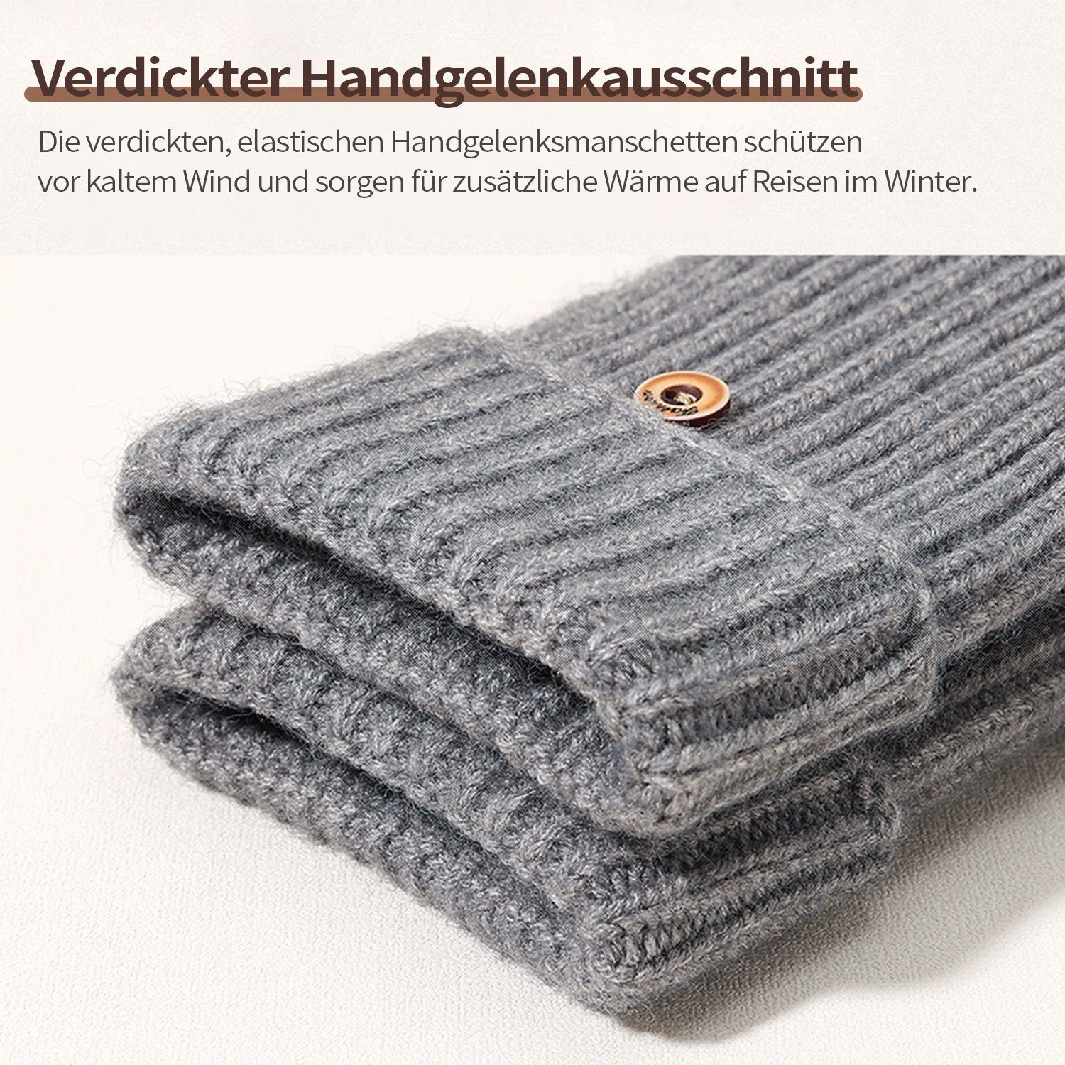 Winterhandschuhe Herren Damen Strick Handschuhe Schwarz halbe Daisred Baumwollhandschuhe