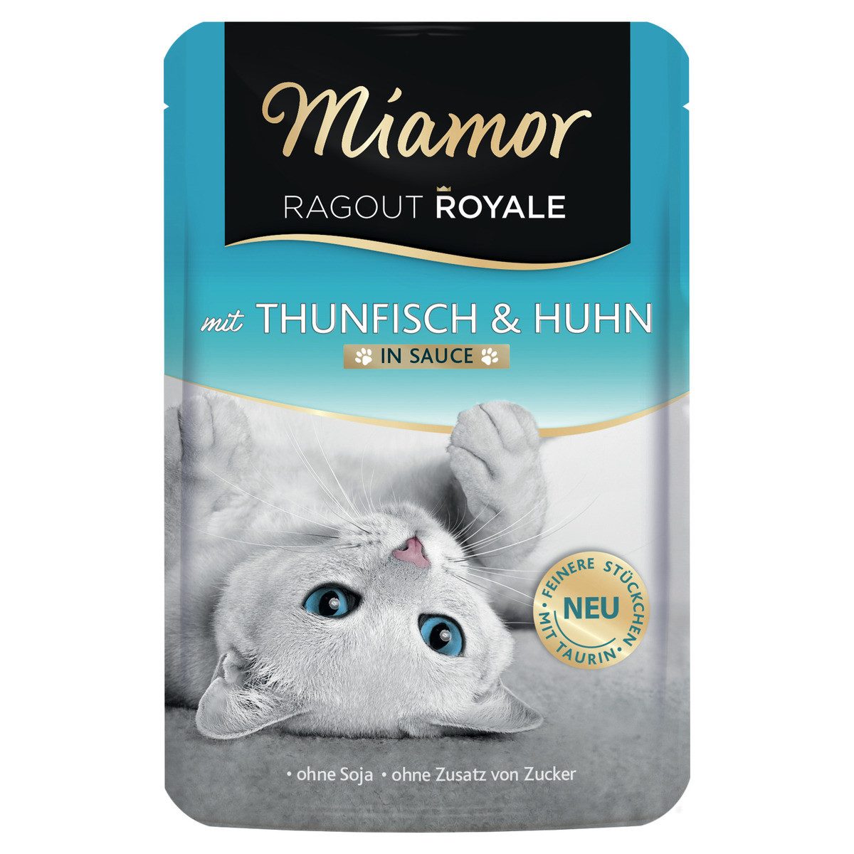Miamor Ragout Royale mit Thunfisch & Huhn in Sauce 100 g - 22 Stück, Nassfutter für: Katze