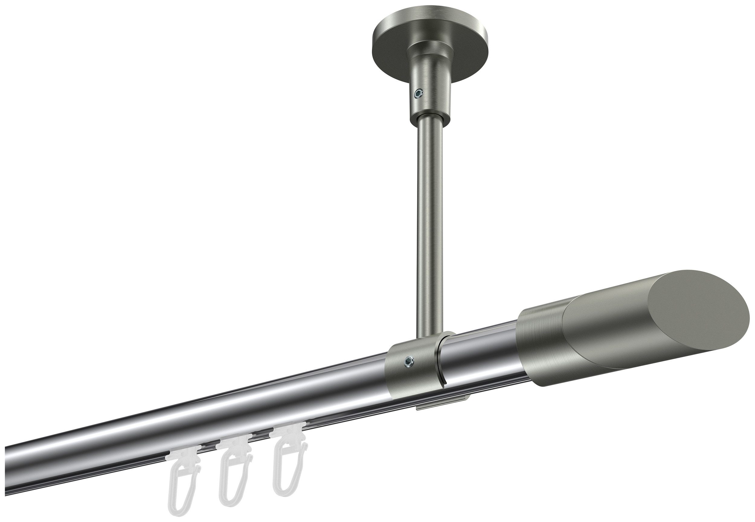 INTERDECO Innenlaufschiene Sonette Verano, Ø 20 mm, 1-läufig, Fixmaß, kürzbar, Deckenmontage, Aluminium, Chrom / Edelstahl-Optik / Bicolor
