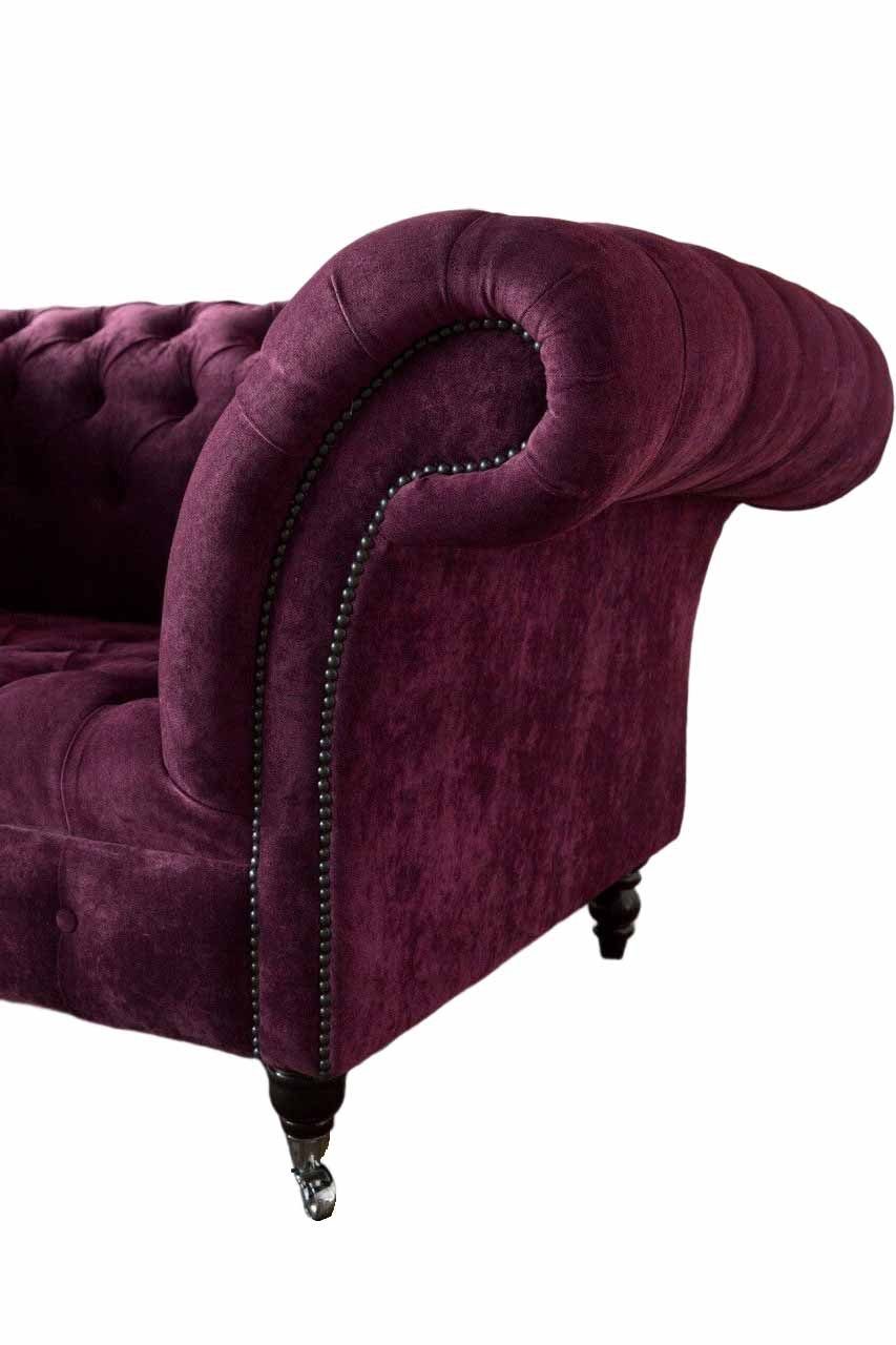 Chesterfield-Sessel, Design Sessel Klassisch Chesterfield JVmoebel 1 Pink Sitzer Wohnzimmer