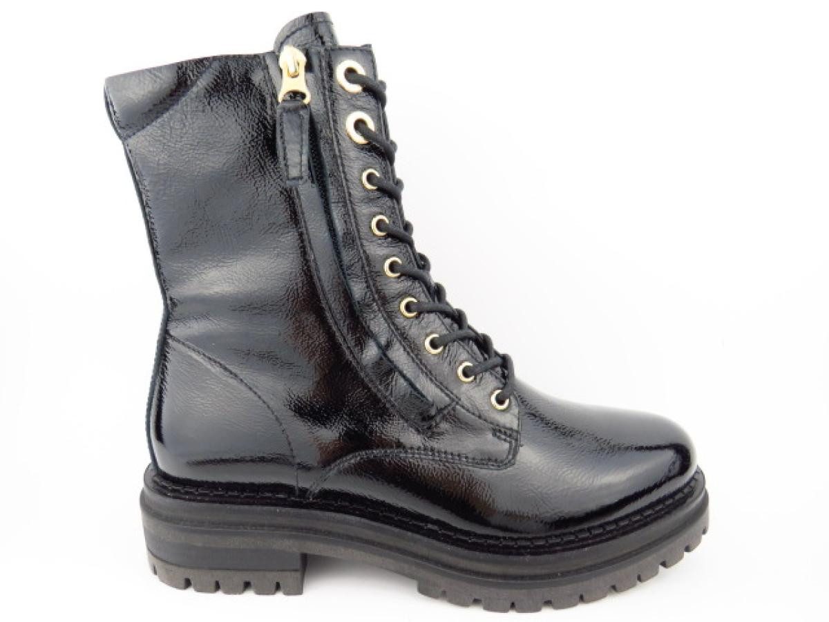 Lackleder Ösen gold Stiefelette