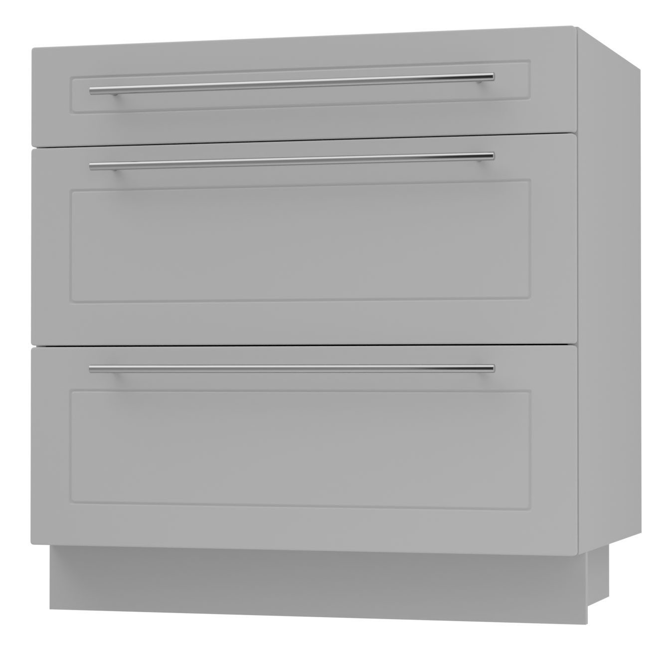 Feldmann-Wohnen Auszugsunterschrank Bari (D3A/80, 3 Schubladen, HETTICH InnoTech Atira Vollauszug, 1-St., moderne Kassettenoptik, lackierte Fronten, 80x50x82cm) grau / RAL 7040 fenstergrau matt