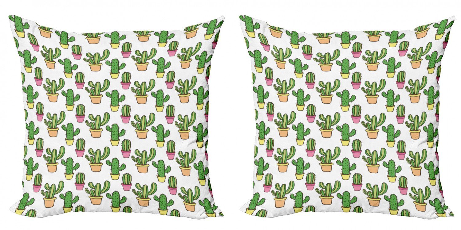 Kissenbezüge Modern Accent Doppelseitiger Digitaldruck, Abakuhaus (2 Stück), Kaktus Cartoon Blumen