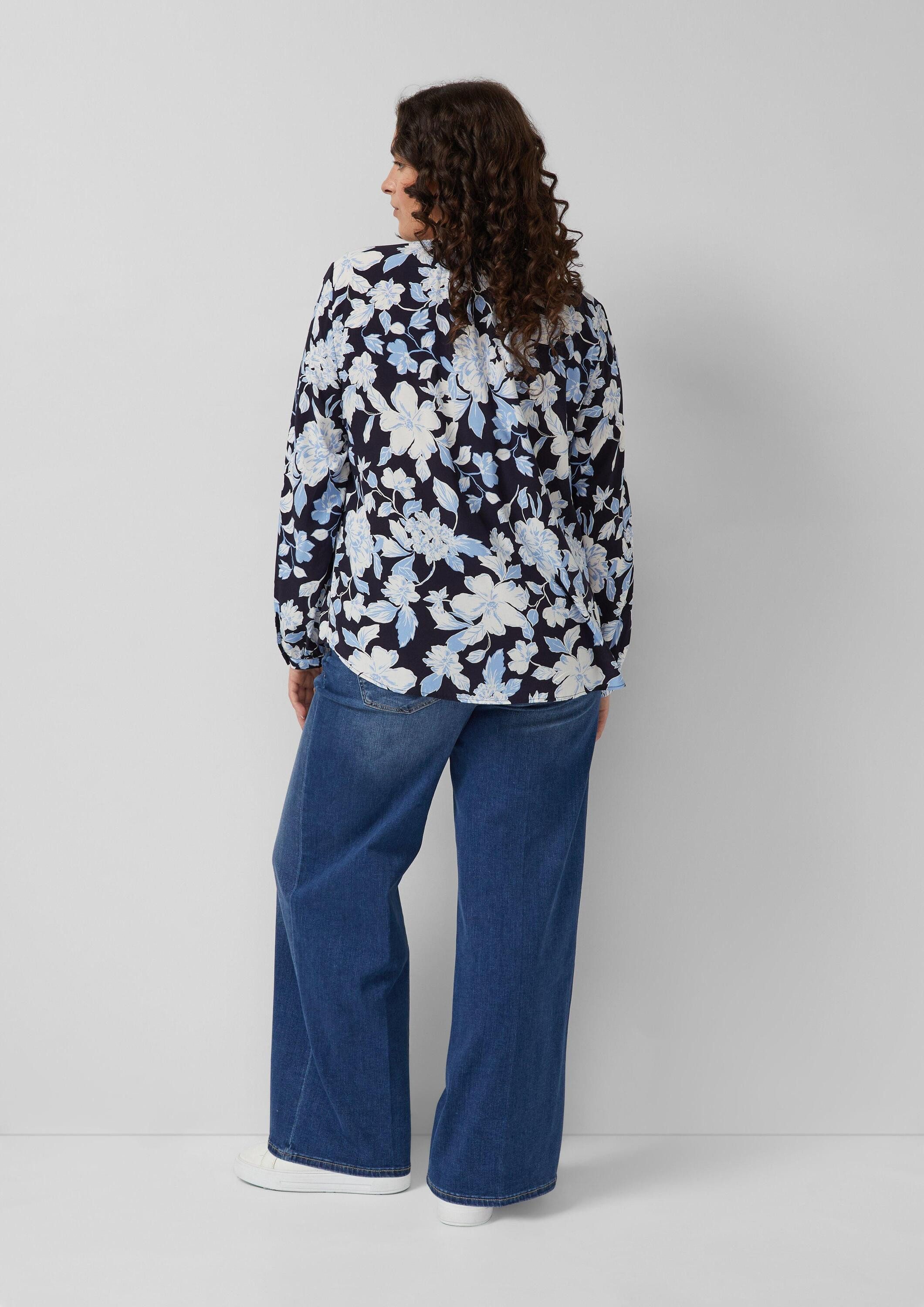 s.Oliver Langarmbluse Bluse Fließende Viskose-Bluse mit All-over-Print