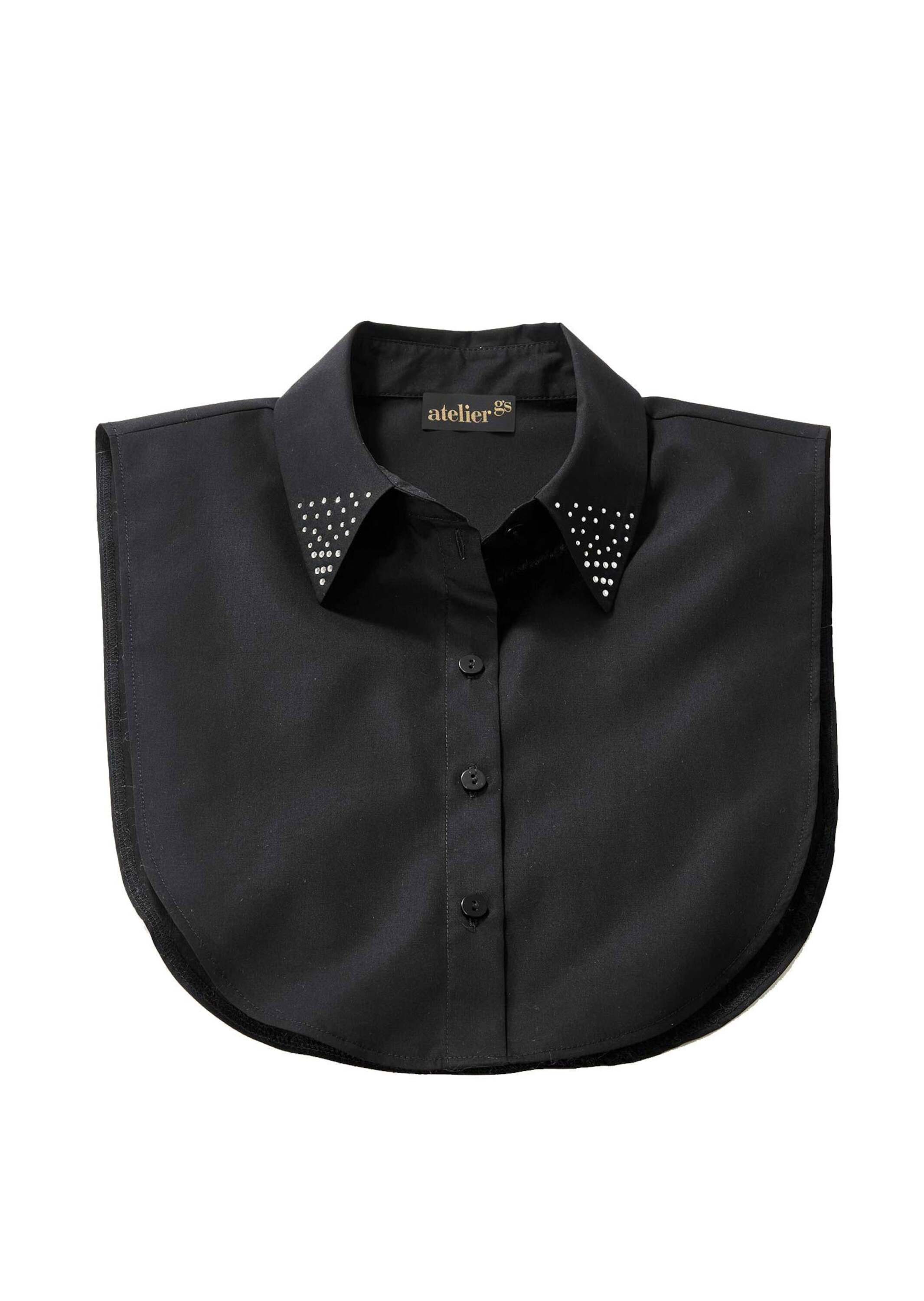 GOLDNER Kragen Eleganter Bluseneinsatz, Schmucksteine, Hemdeinsatz mit Reverskragen, Knopfleiste und ohne Arm