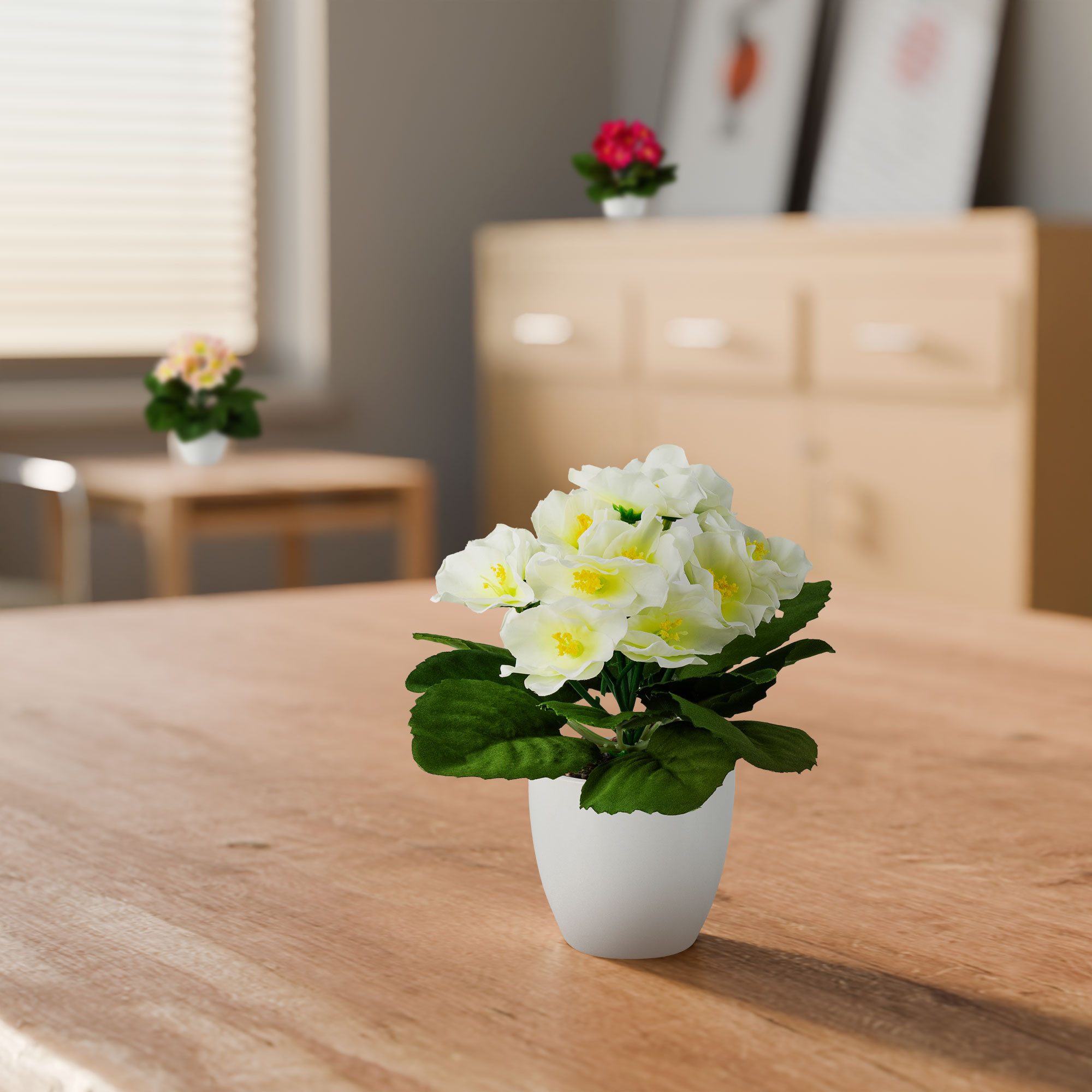 Kunstblume Kunstblumen im Topf, Künstliche Blumen wie echt, Deko Blumen Geranie, Kamelie, Orchidee, Azalee, Veilchen, PASCH, Hochwertiger Keramiktopf