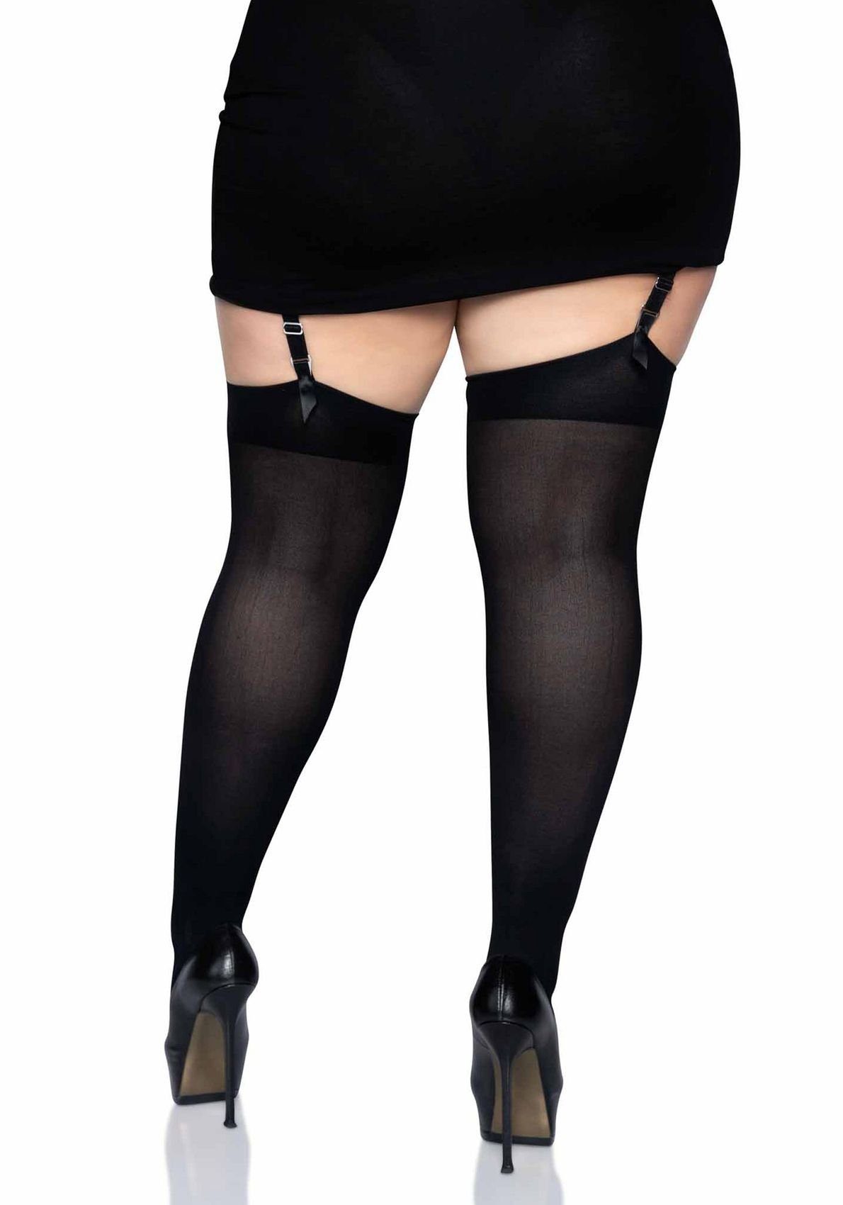 Leg Avenue Halterlose Strümpfe Plus Size Halterlose Strümpfe blickdicht schwarz Einheitsgröße 42 - 44