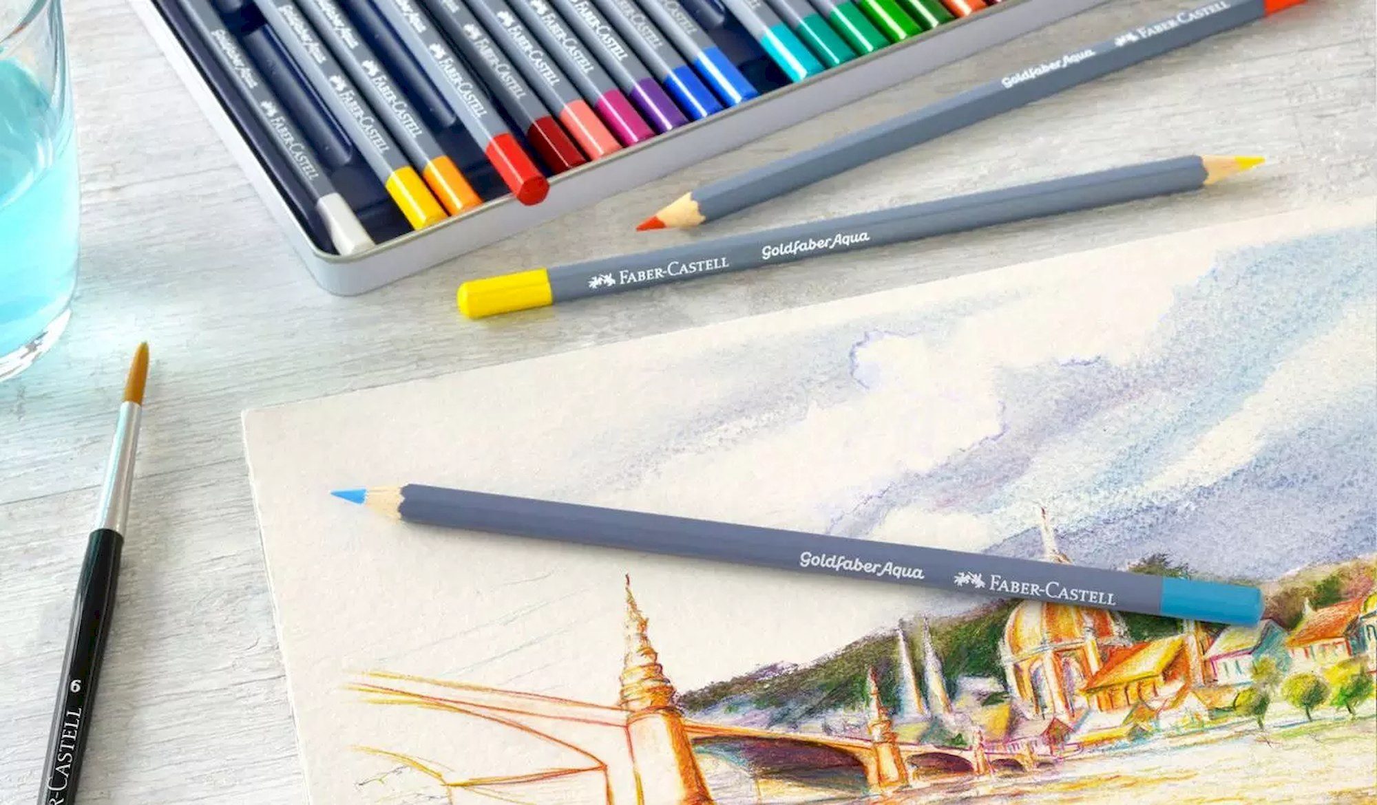 Faber-Castell Aquarellstifte Goldfaber Aqua Aquarellstift, Studiobox (38 teilig), (38-tlg), Trocken- und Nasstechniken möglich