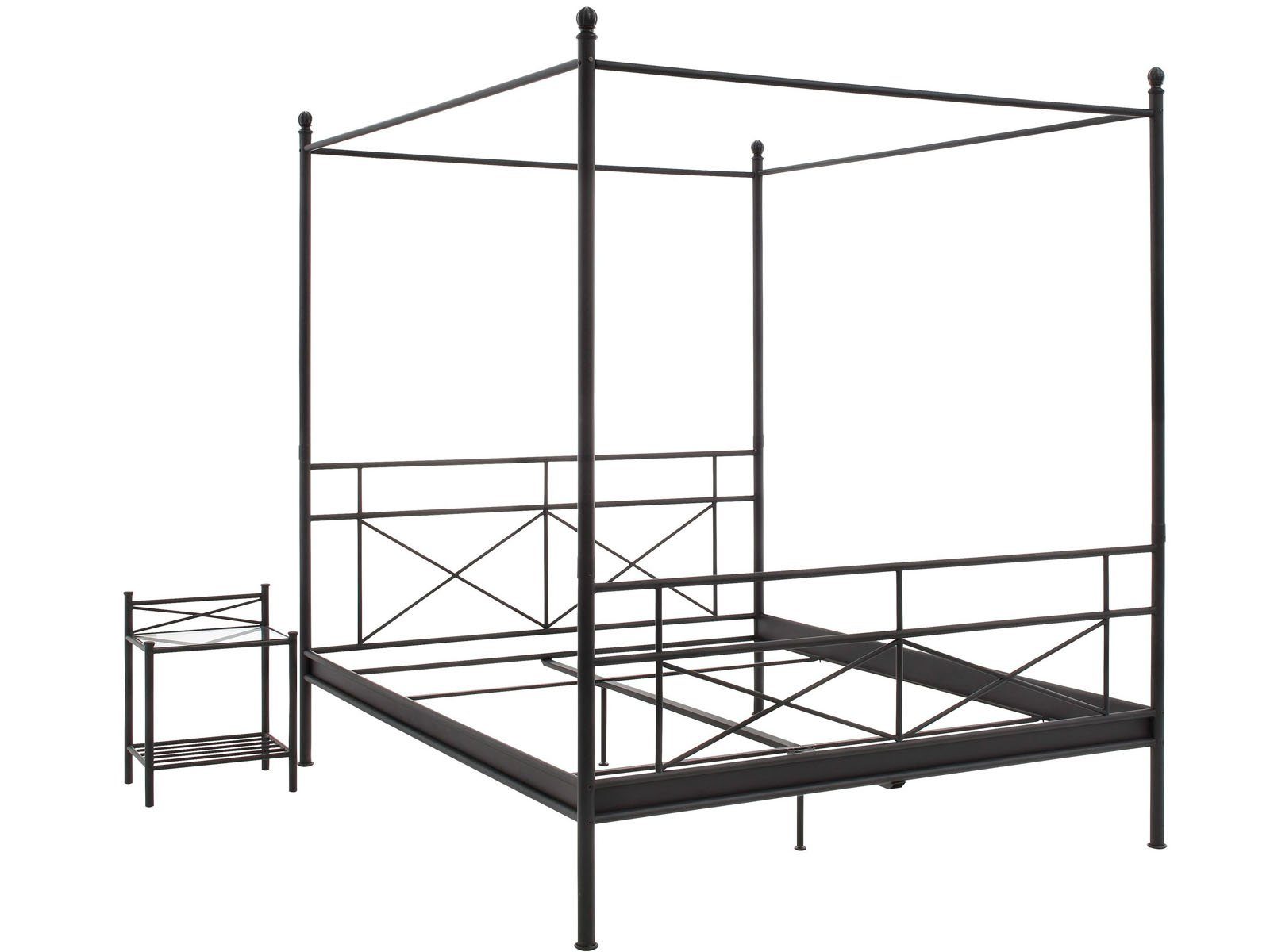 loft24 Himmelbett Tanja - Bett Bettgestell Bettrahmen, Metallbett im Landhausstil;180x200 cm