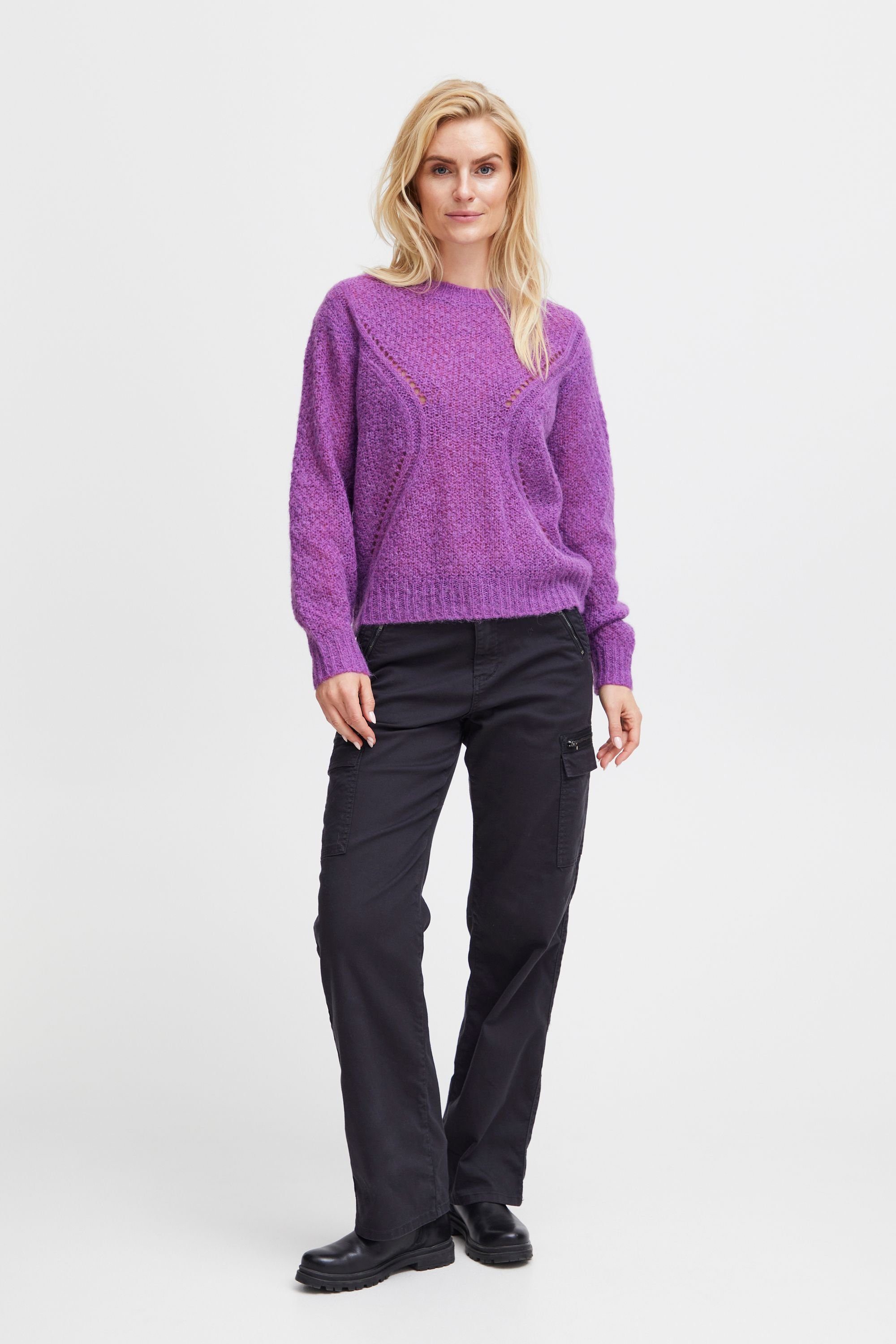 Melange Bright Strickpullover Jeans Pulz Pattern PZIRIS Pullover (202347) Purple