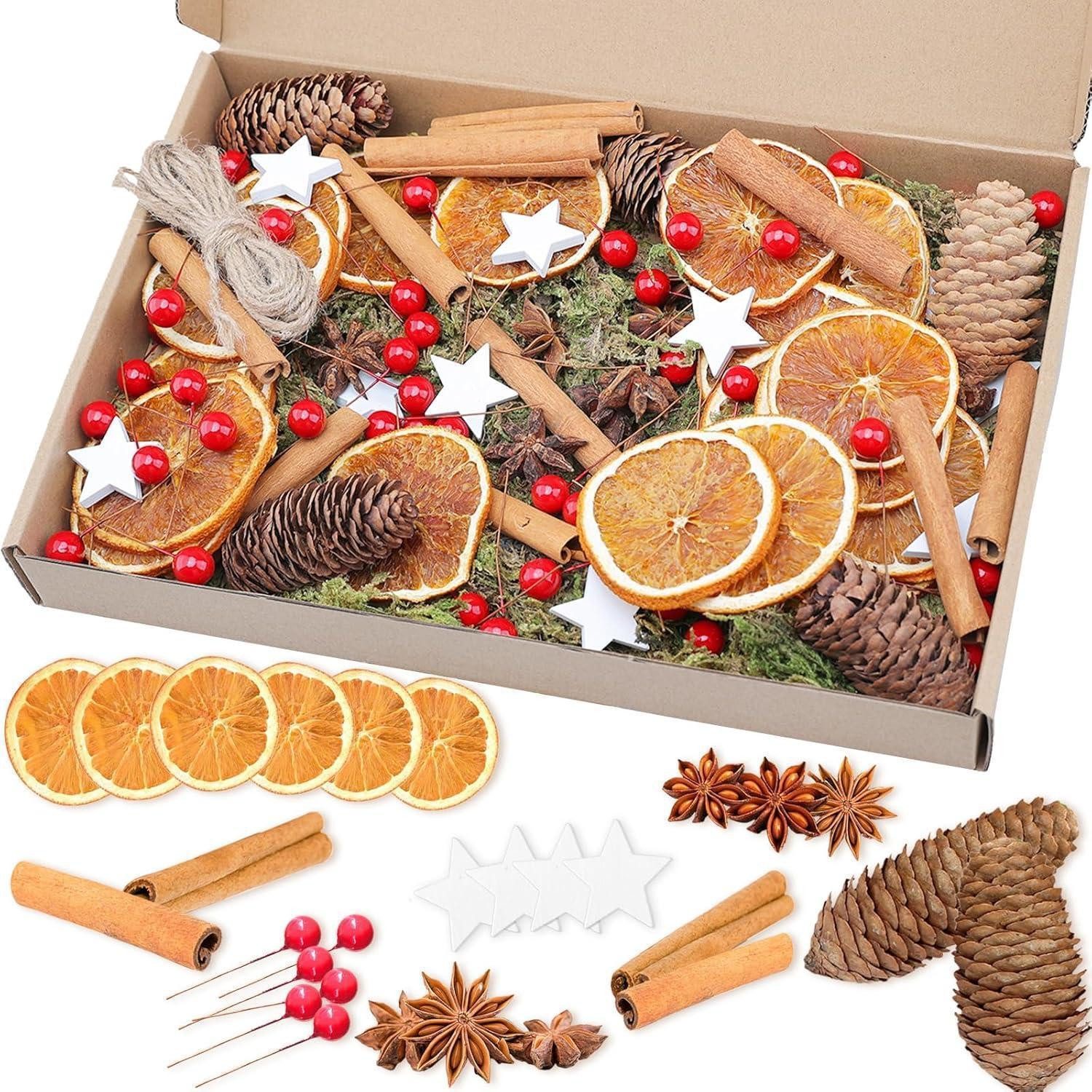 LuxusKollektion Bastelnaturmaterial 107-teiliges Weihnachtskranz Deko Bastelset 