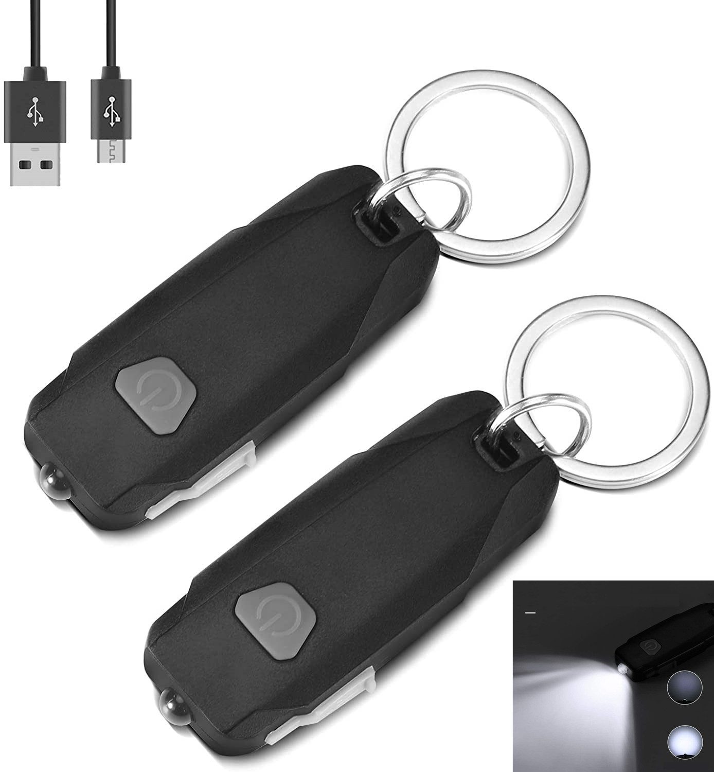 MECO Schlüsselanhänger Set (2-tlg., Mini Schlüsselanhänger mit LED Licht Taschenlampe, 2 Helligkeitsstufen)