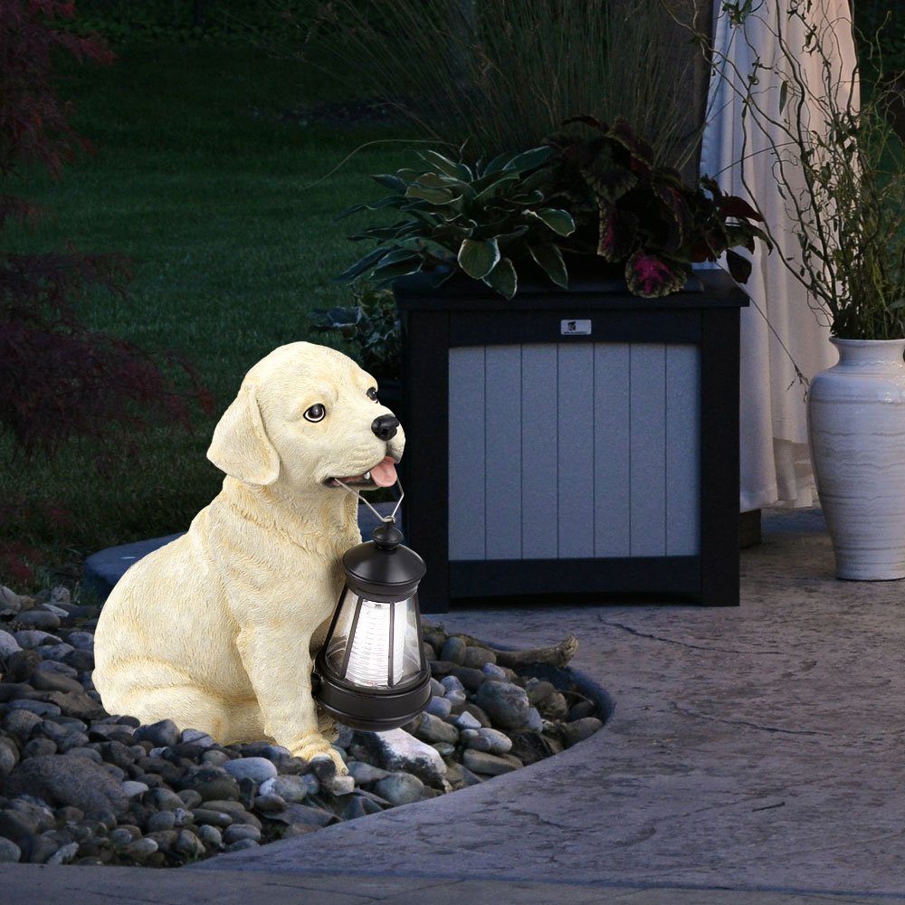 GLOBO LIGHTING LED Dekofigur, LED-Leuchtmittel fest verbaut, Kaltweiß, Tageslichtweiß, Solarleuchte Hund Garten Solar Dekoleuchte Solarlampe für
