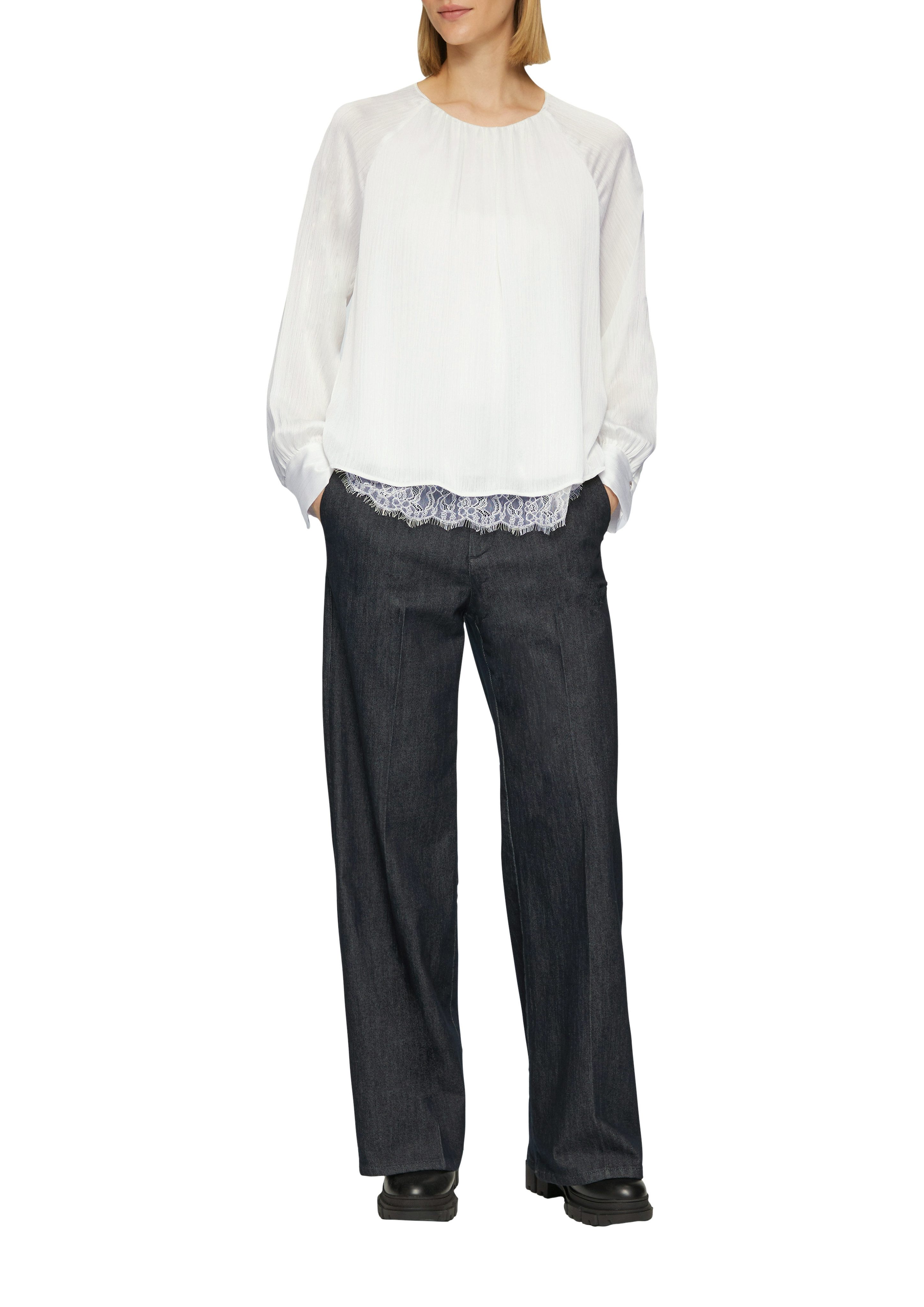 s.Oliver BLACK LABEL Langarmbluse mit leichter Rippstruktur günstig online kaufen