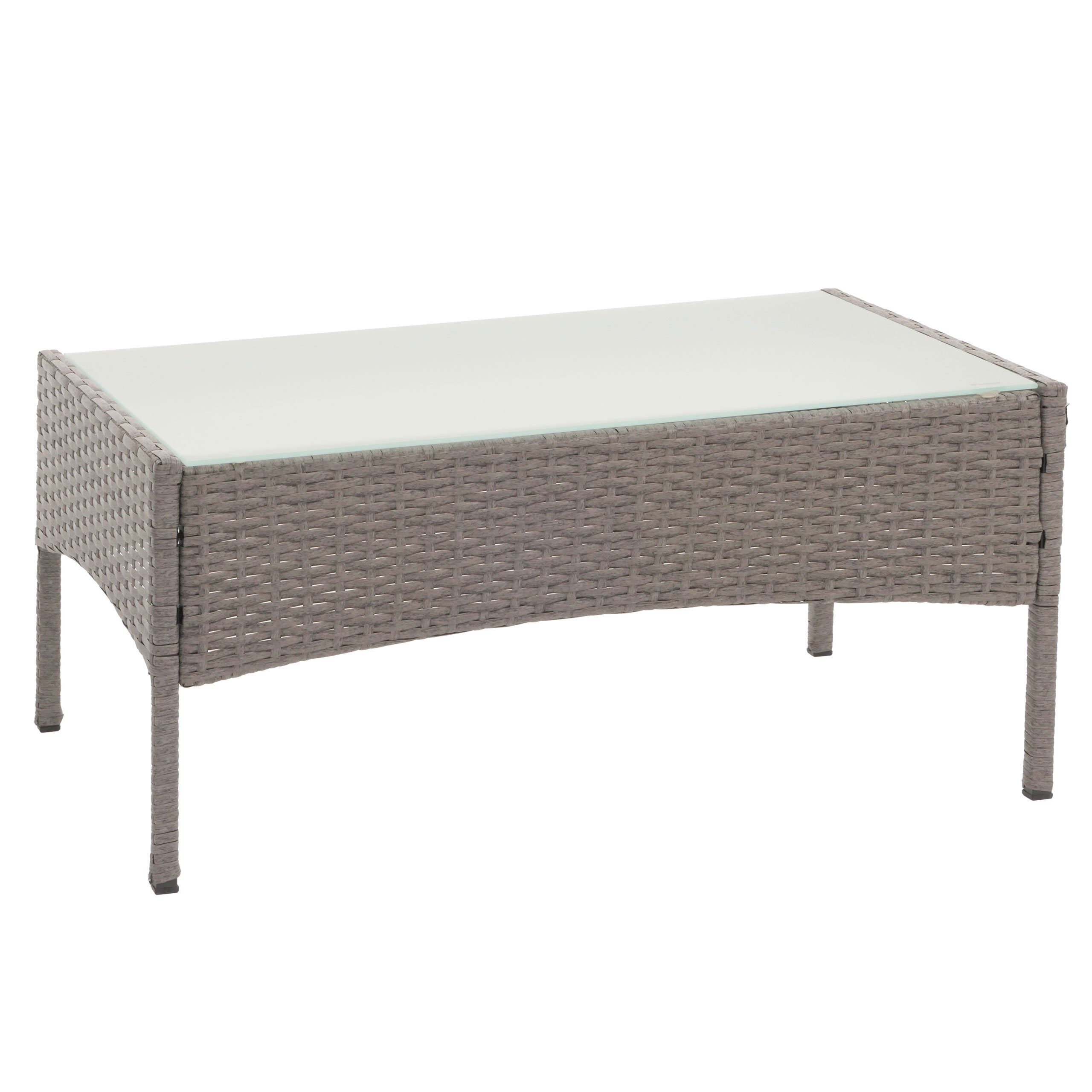 PROREGAL® Gartentisch Poly-Rattan Gartentisch ANDI mit Glasplatte 38x79x48cm Grau