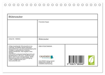 CALVENDO Wandkalender Blütenzauber (Tischkalender 2024 DIN A5 quer), CALVENDO Monatskalender
