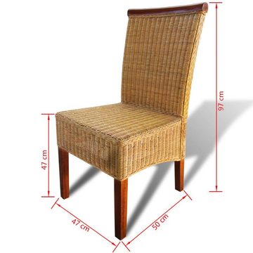 vidaXL Esszimmerstuhl Esszimmerstühle 2 Stk. Braun Natur Rattan (2 St)